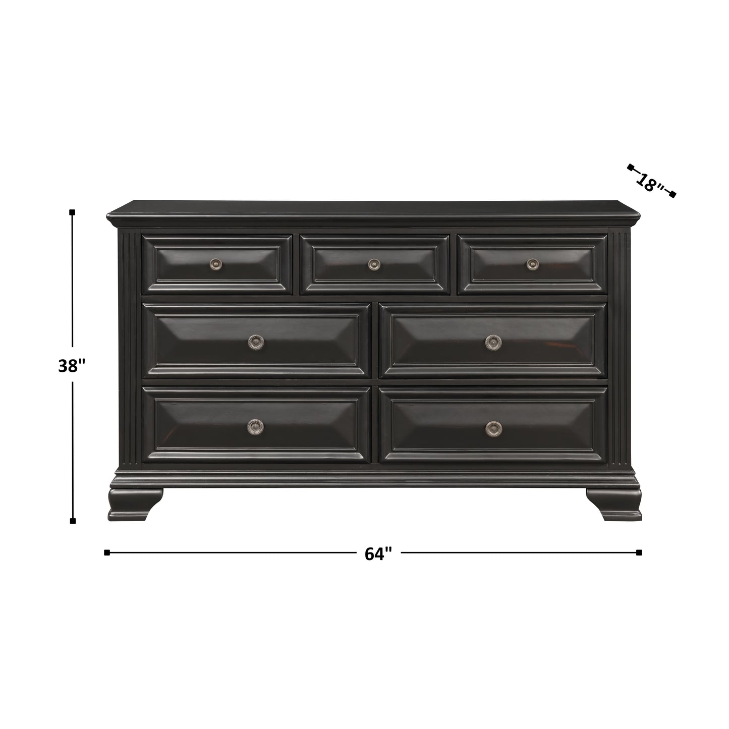 Renova Vintage Black 7-Drawer Dresser