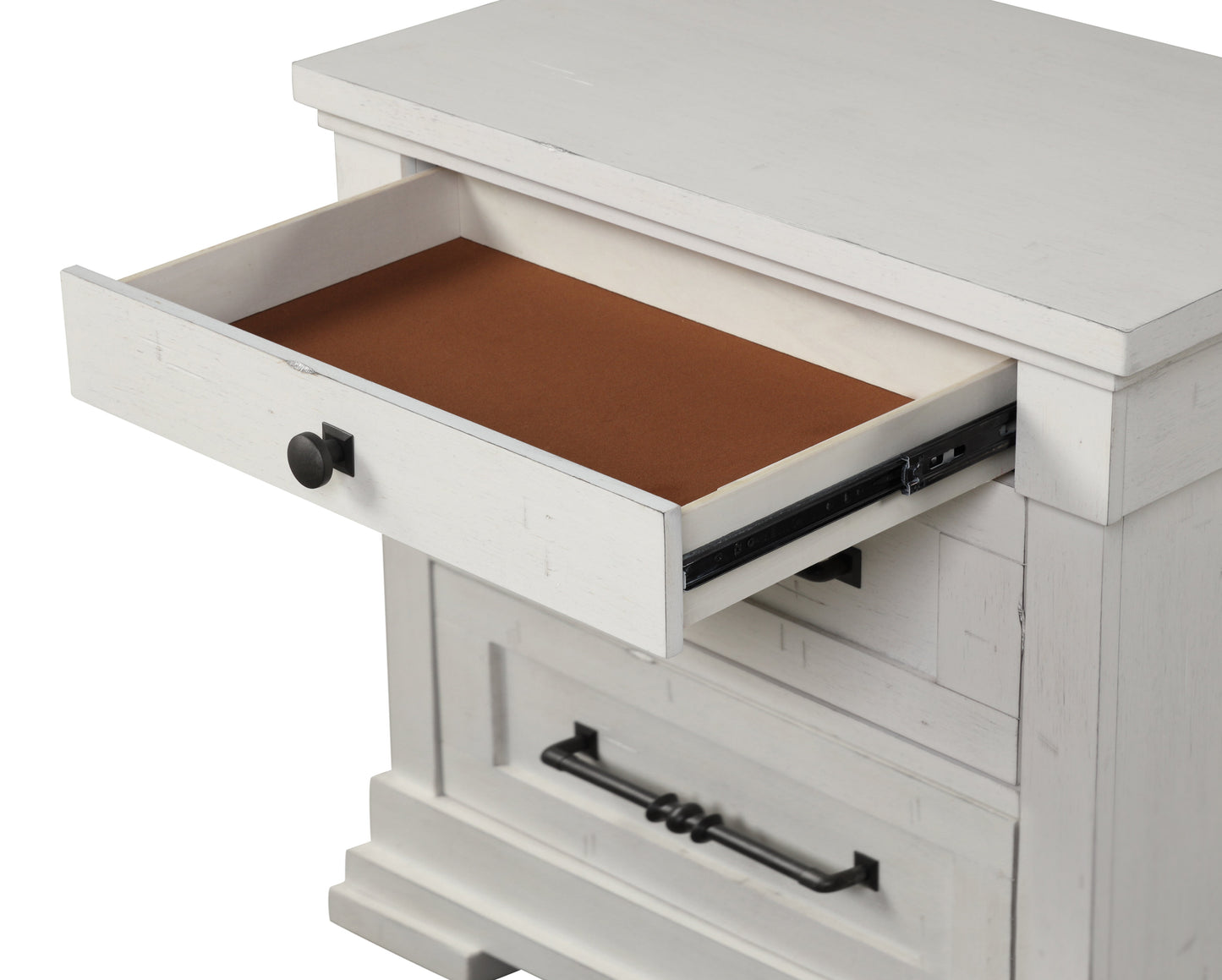 Laria Antique White Finish Wood 3-Drawer Nightstand