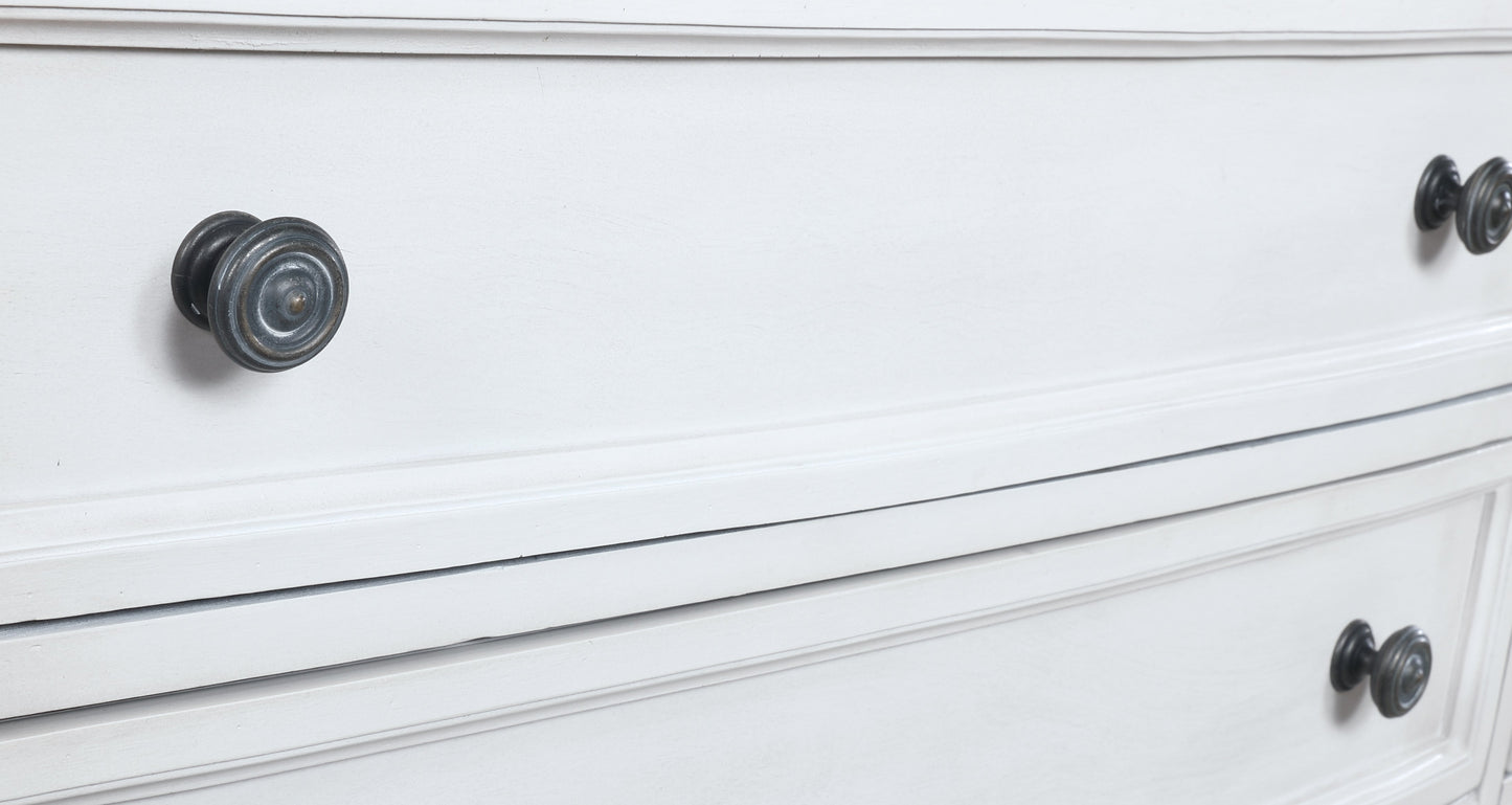 Saline Wood Planked Style 5-Drawer Chest in White Finish