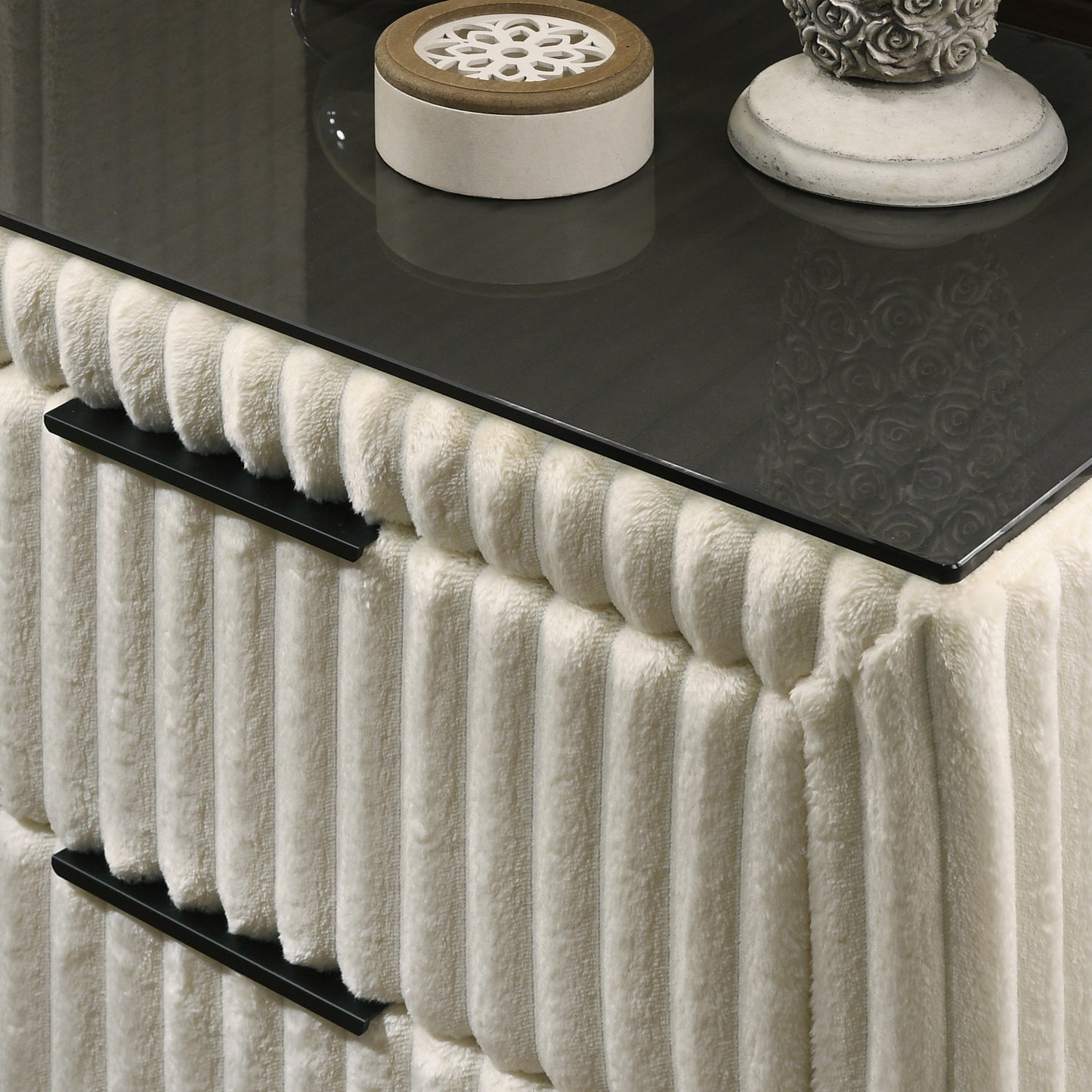 Roundhill Furniture Mavela Wide-wale Corduroy Upholstery Panel Bed with 2 Nightstands and Bench