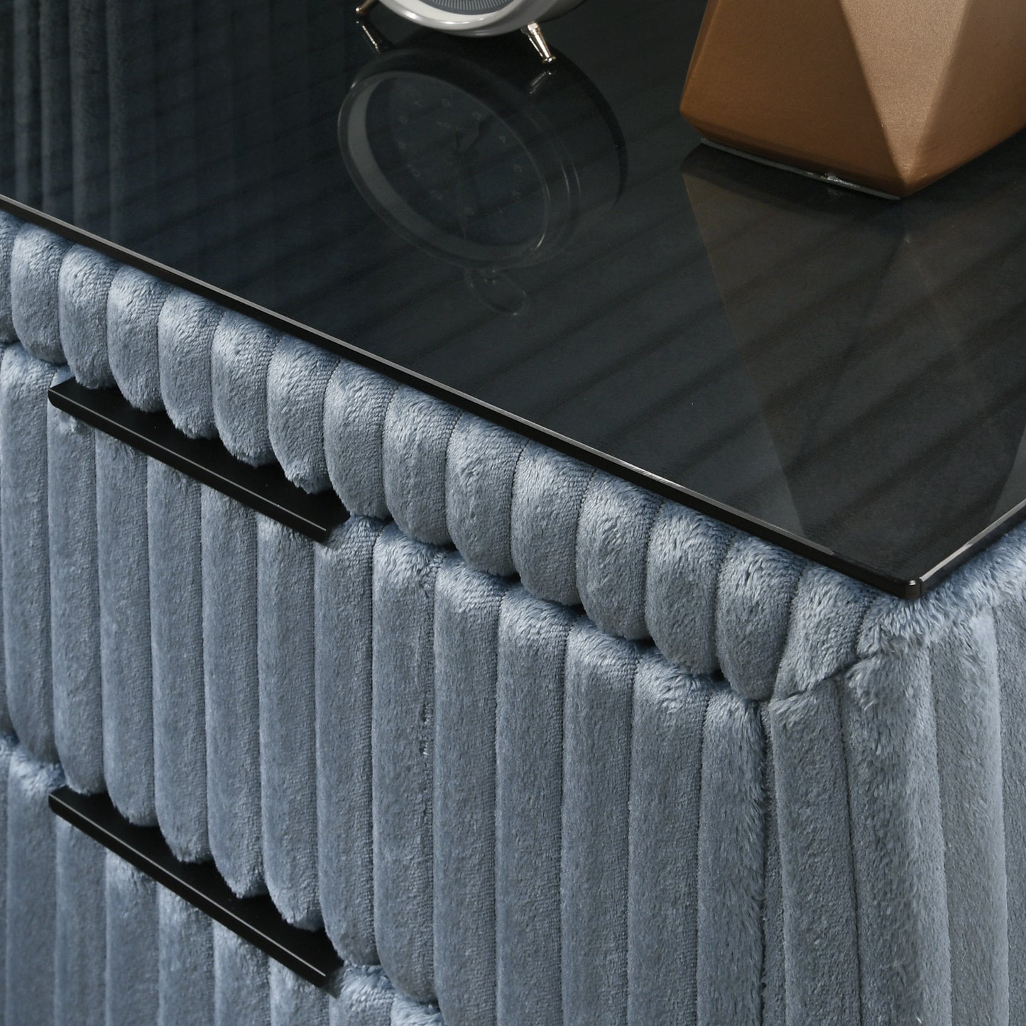 Roundhill Furniture Mavela Wide-wale Corduroy Upholstery Panel Bed with 2 Nightstands
