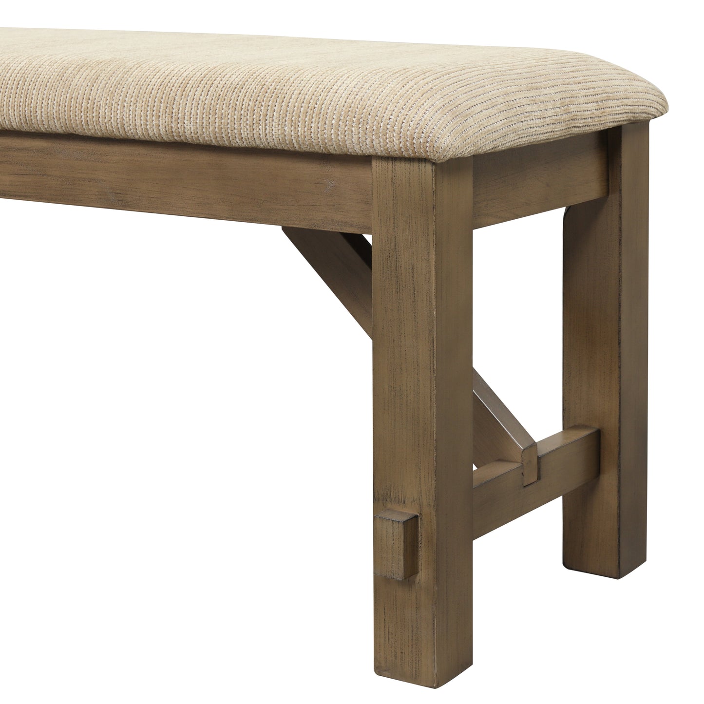 Roundhill Furniture Raven Wood Fabric Upholstered Dining Bench