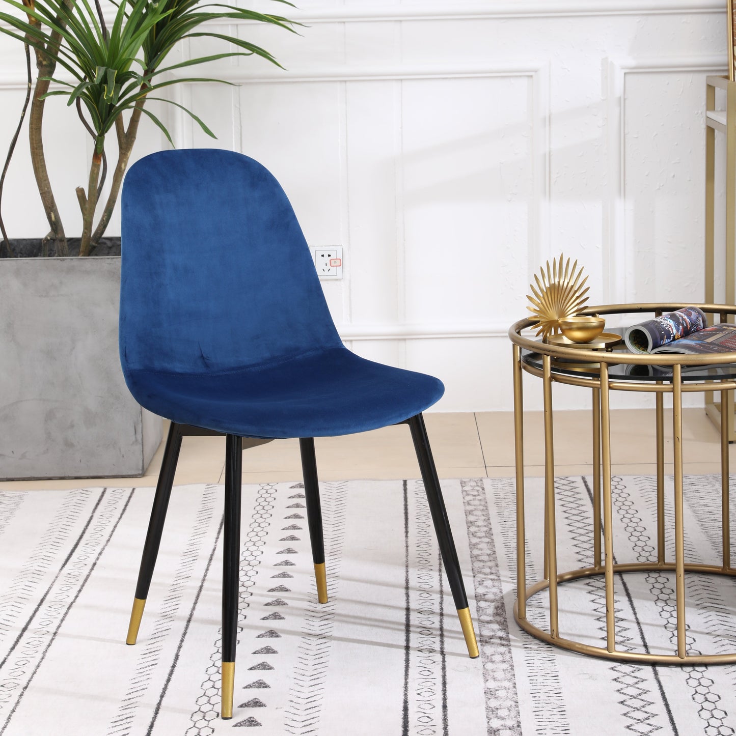 Roundhill Furniture Lassan Contemporary Fabric Dining Chairs, Blue, Set of 4