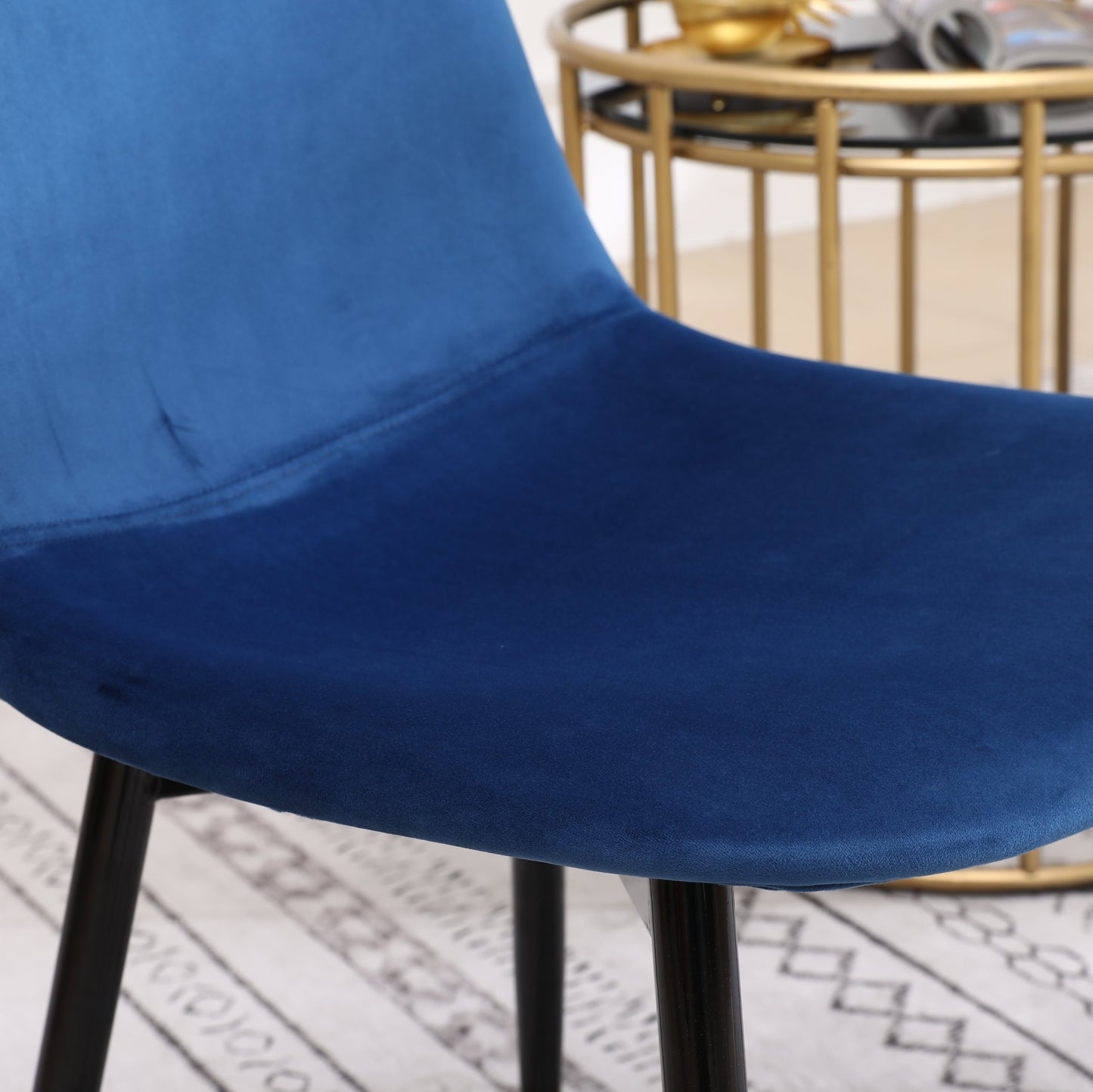 Roundhill Furniture Lassan Contemporary Fabric Dining Chairs, Blue, Set of 4