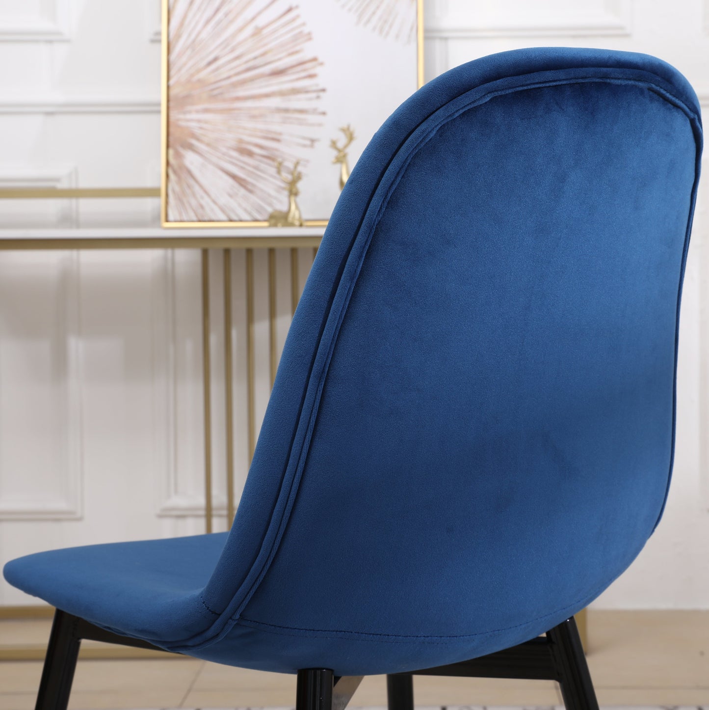 Roundhill Furniture Lassan Contemporary Fabric Dining Chairs, Blue, Set of 4