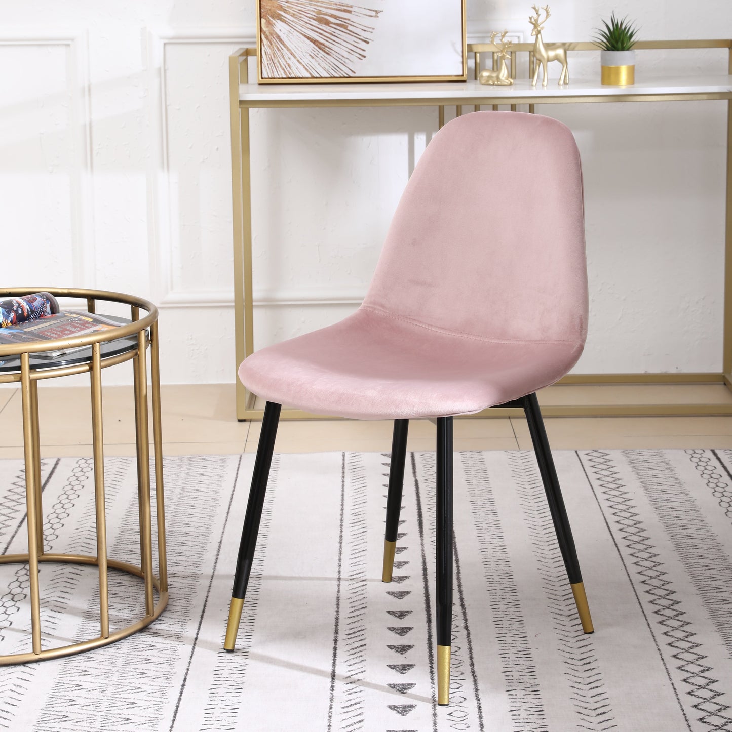 Roundhill Furniture Lassan Contemporary Fabric Dining Chairs, Pink, Set of 4