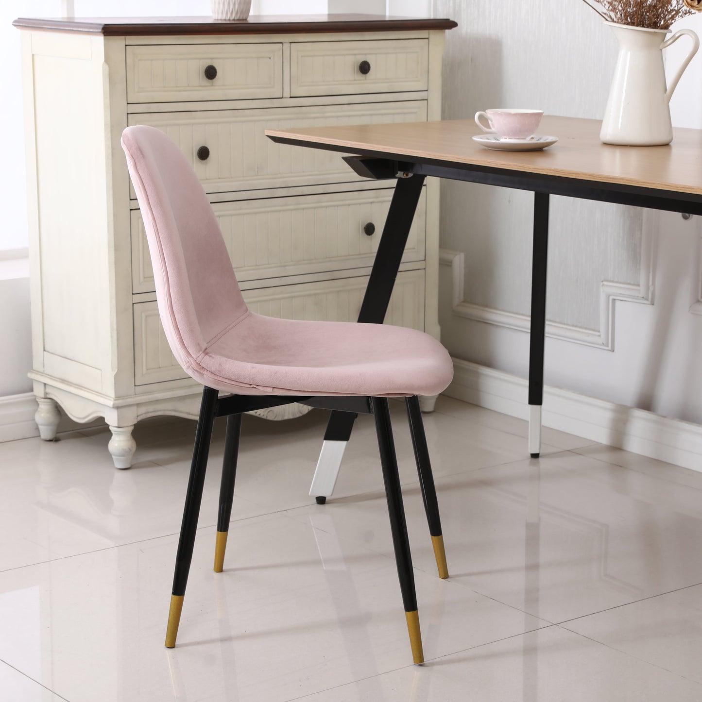 Roundhill Furniture Lassan Contemporary Fabric Dining Chairs, Pink, Set of 4