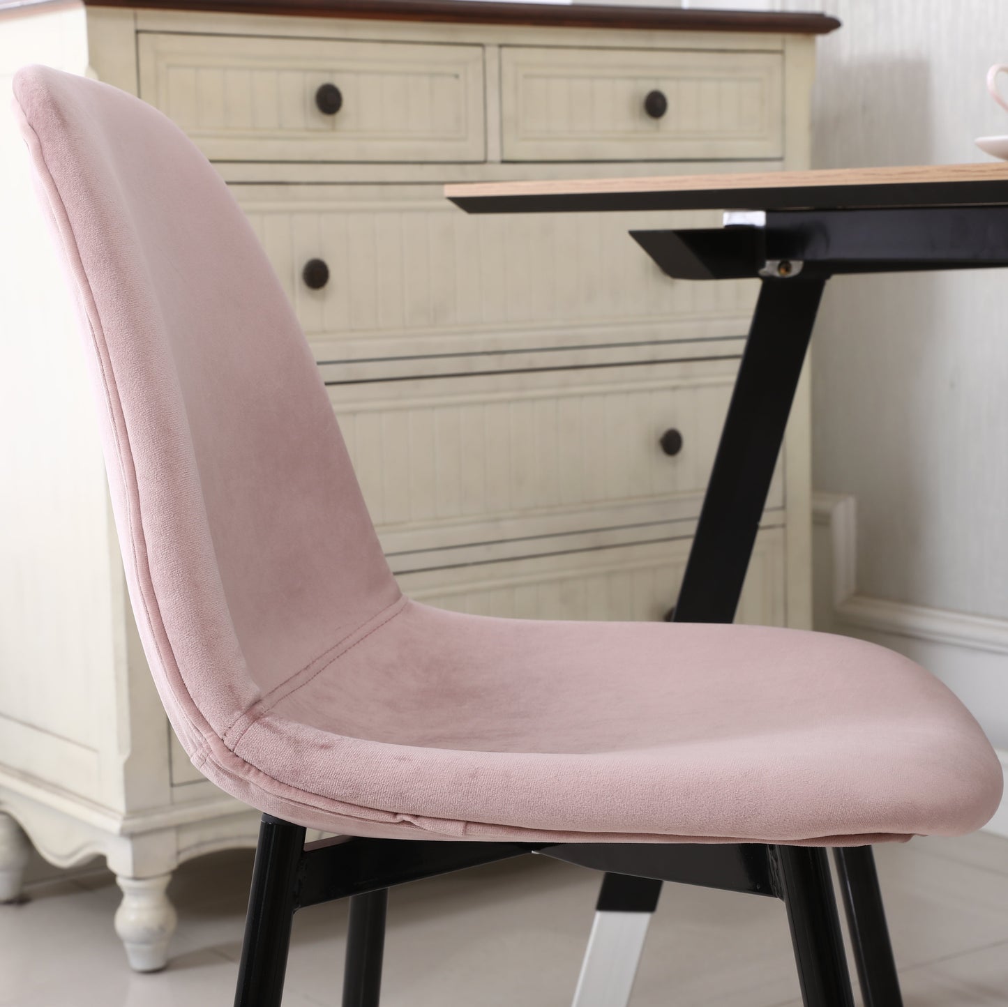 Roundhill Furniture Lassan Contemporary Fabric Dining Chairs, Pink, Set of 4