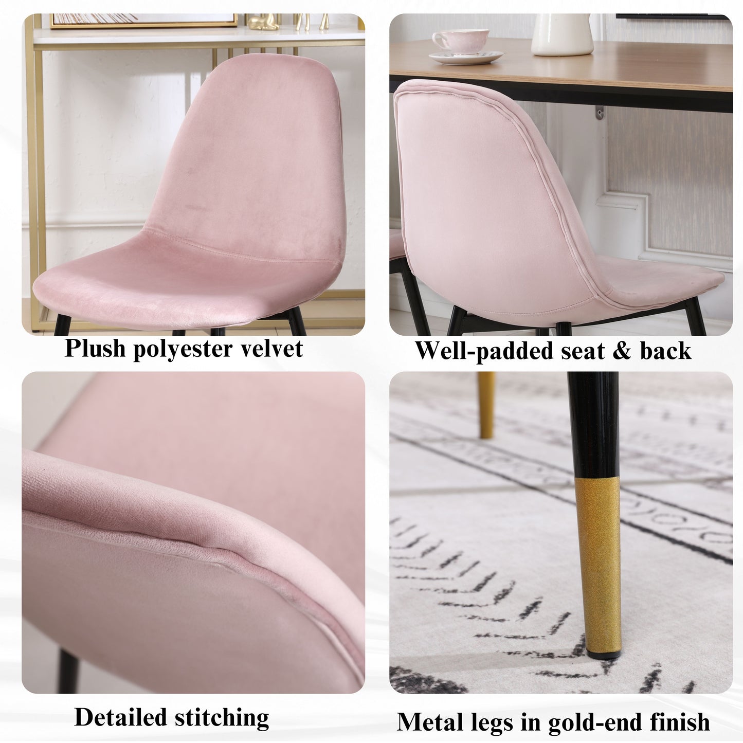 Evatt 5-Piece Round Dining Set, Trestle Round Table with 4 Stylish Chairs