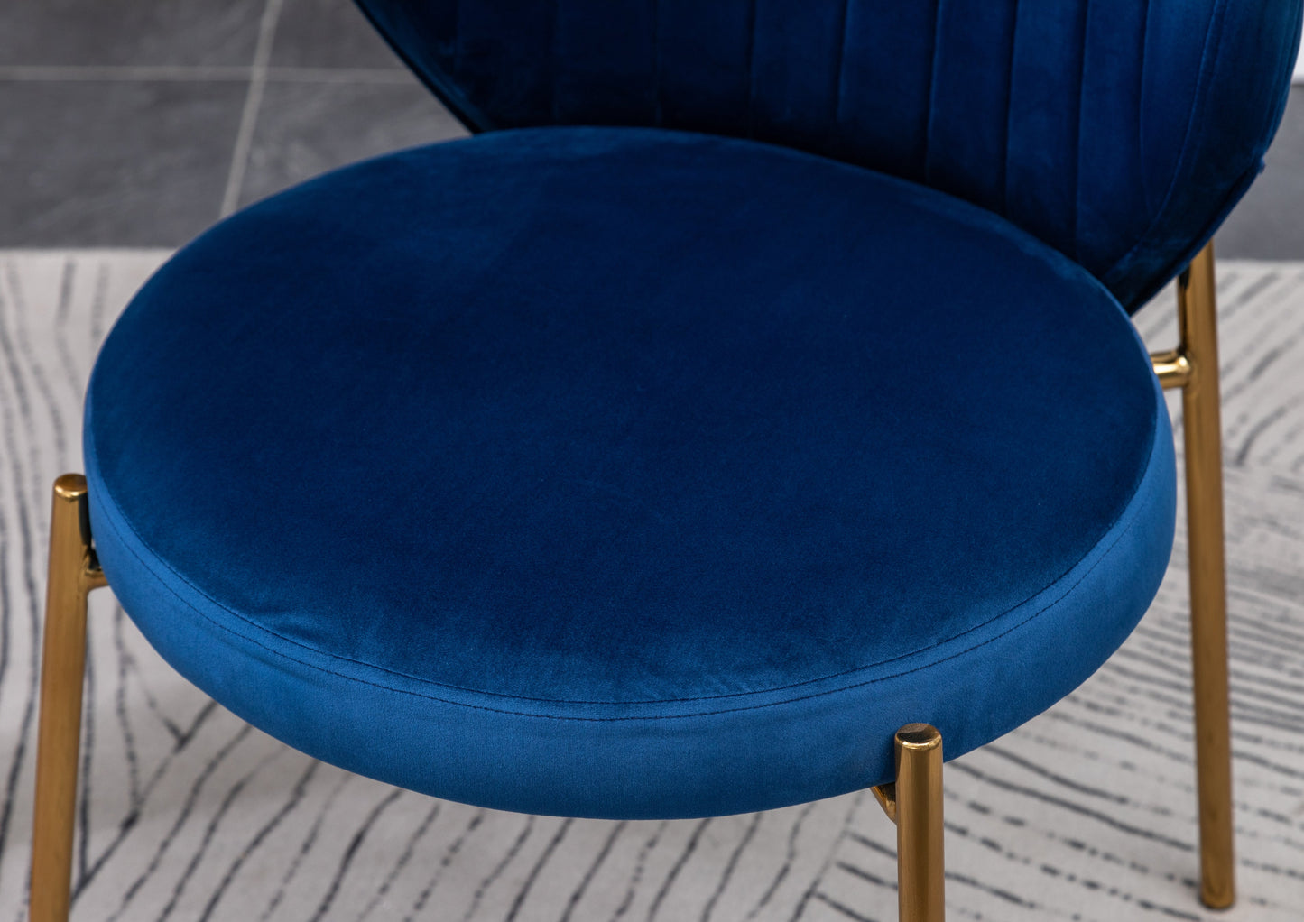 Roundhill Furniture Amoa Contemporary Velvet Upholstery Dining Chair, Blue, Set of 2