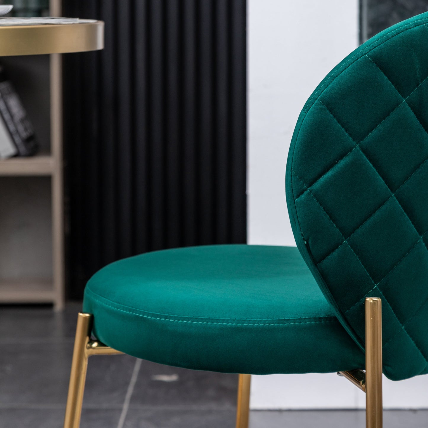 Roundhill Furniture Amoa Contemporary Velvet Upholstery Dining Chair, Green, Set of 2