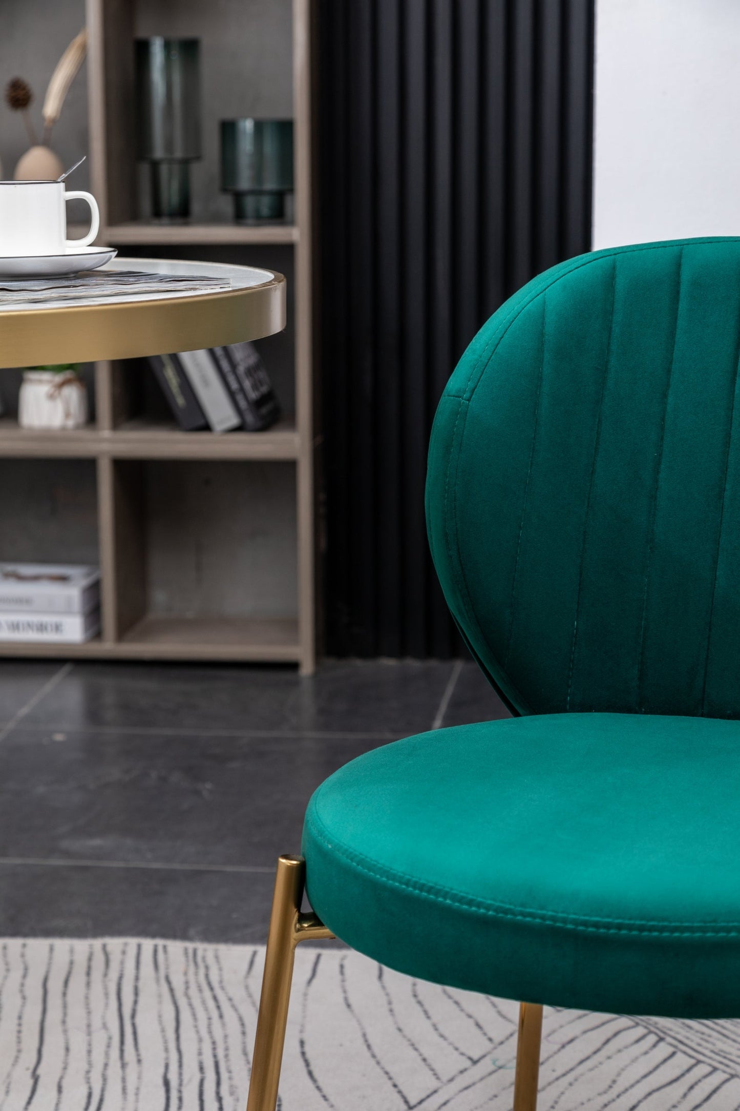 Roundhill Furniture Amoa Contemporary Velvet Upholstery Dining Chair, Green, Set of 2