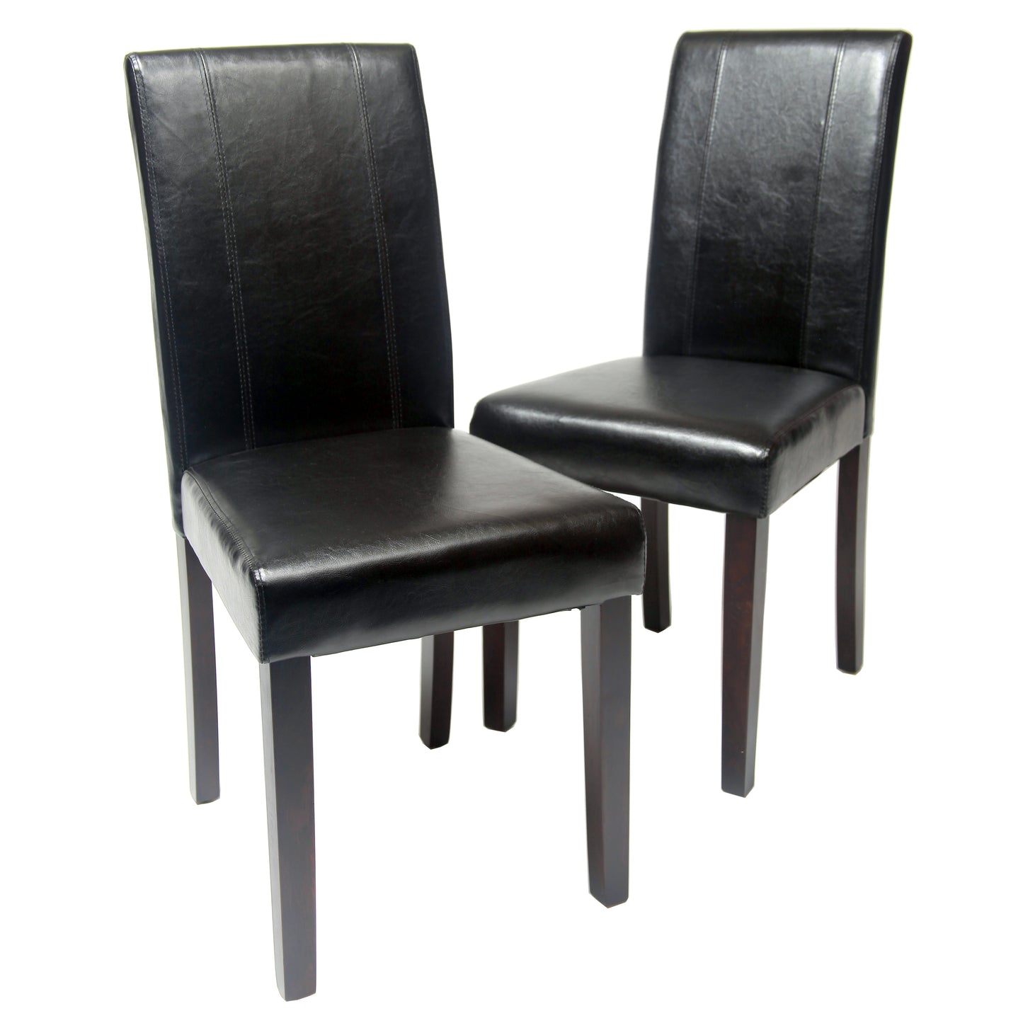 Urban Style Solid Wood Leatherette Padded Parson Chair - Set of 2