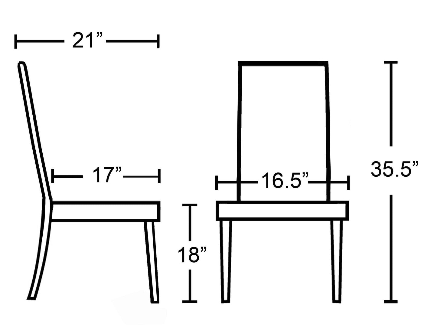 Urban Style Solid Wood Leatherette Padded Parson Chair - Set of 2