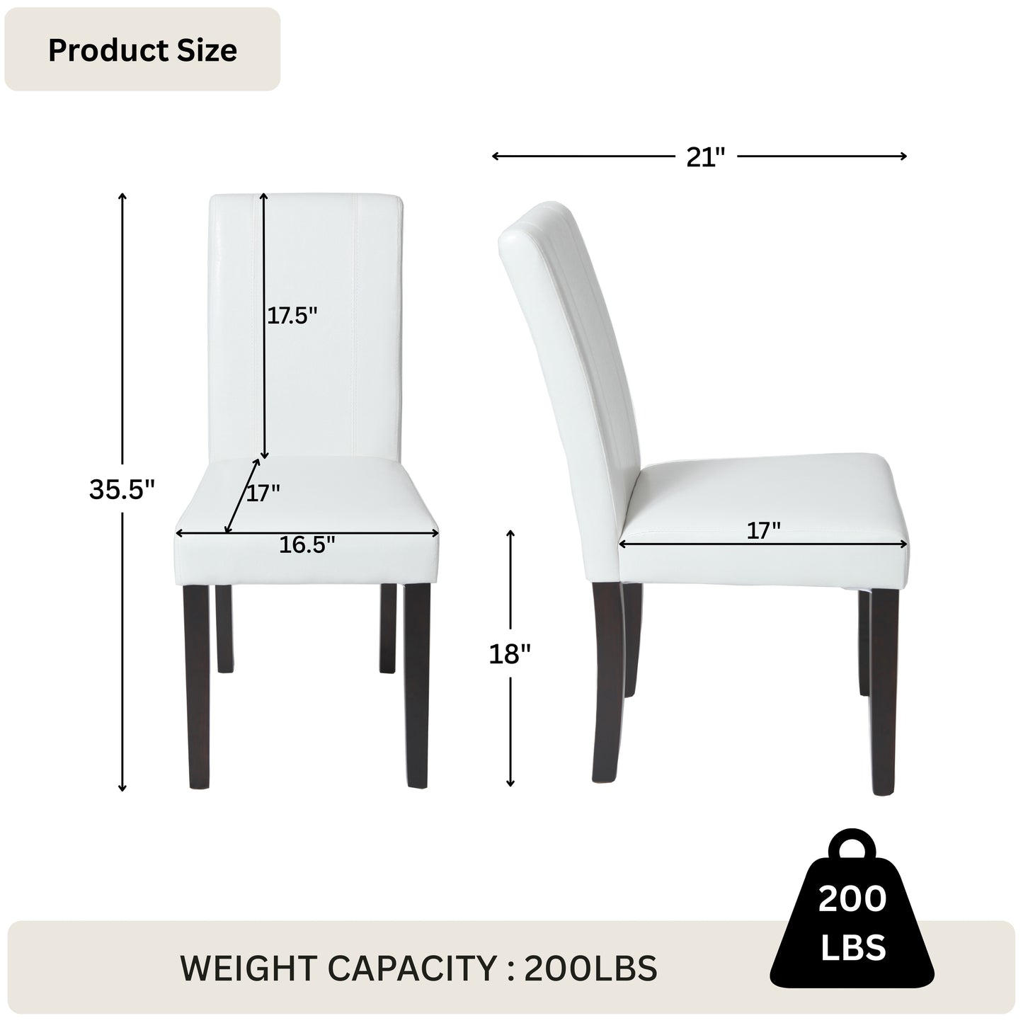Roundhill Urban Style Solid Wood Leatherette Parson Chair, Set of 2