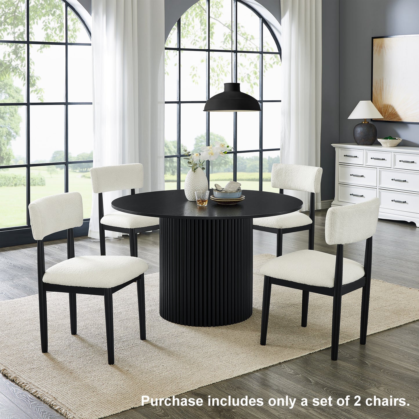 Roundhill Furniture Ellis Boucle Upholstered Dining Chairs, Set of 2