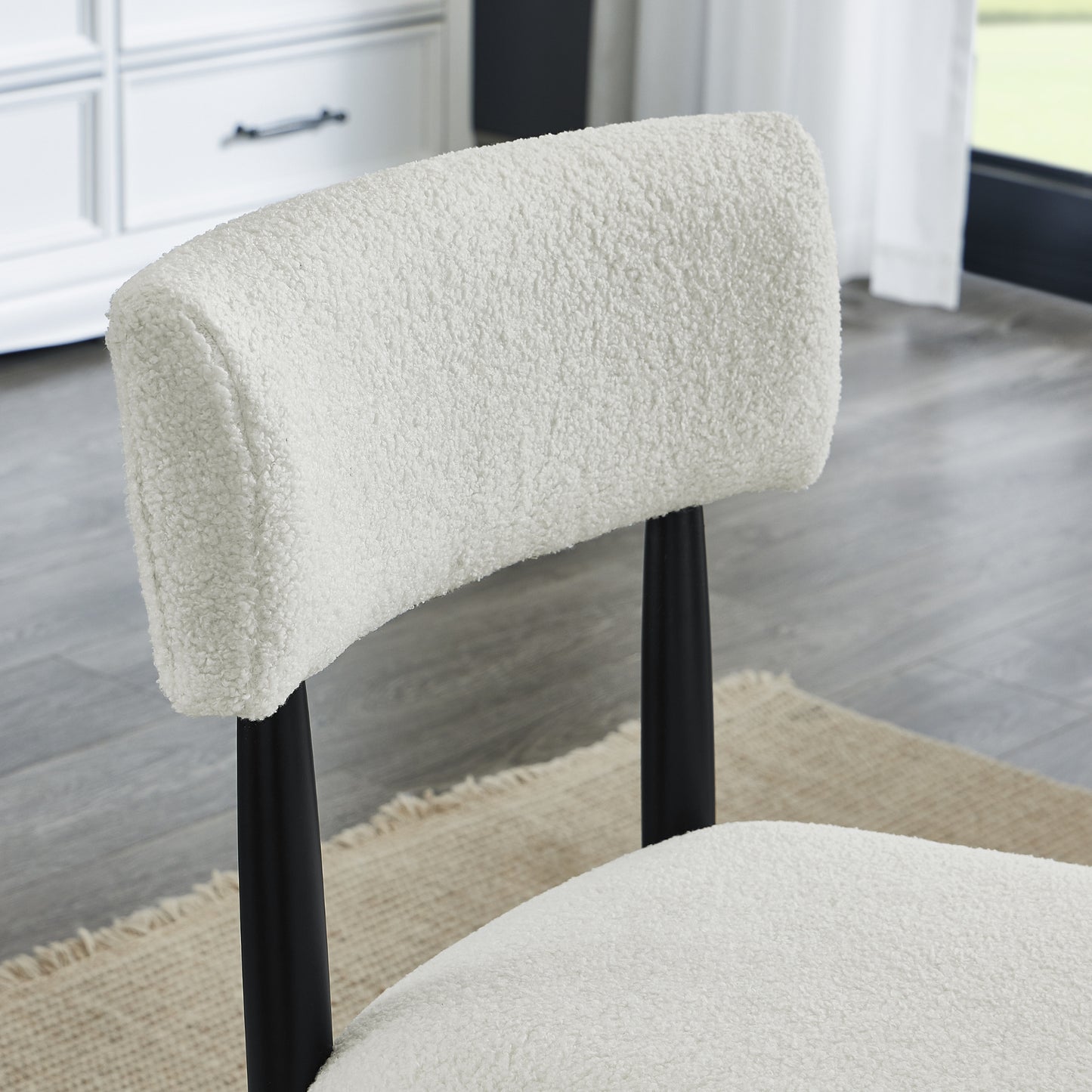 Roundhill Furniture Ellis Boucle Upholstered Dining Chairs, Set of 2