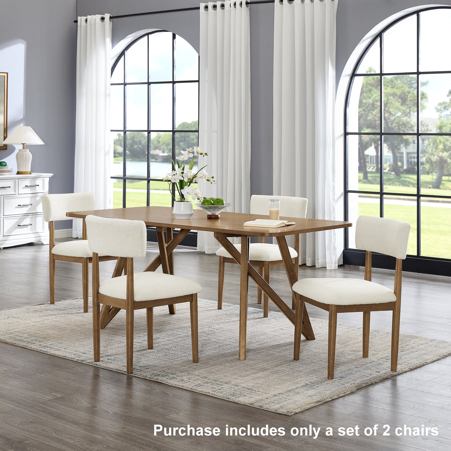 Roundhill Furniture Ellis Boucle Upholstered Dining Chairs, Set of 2