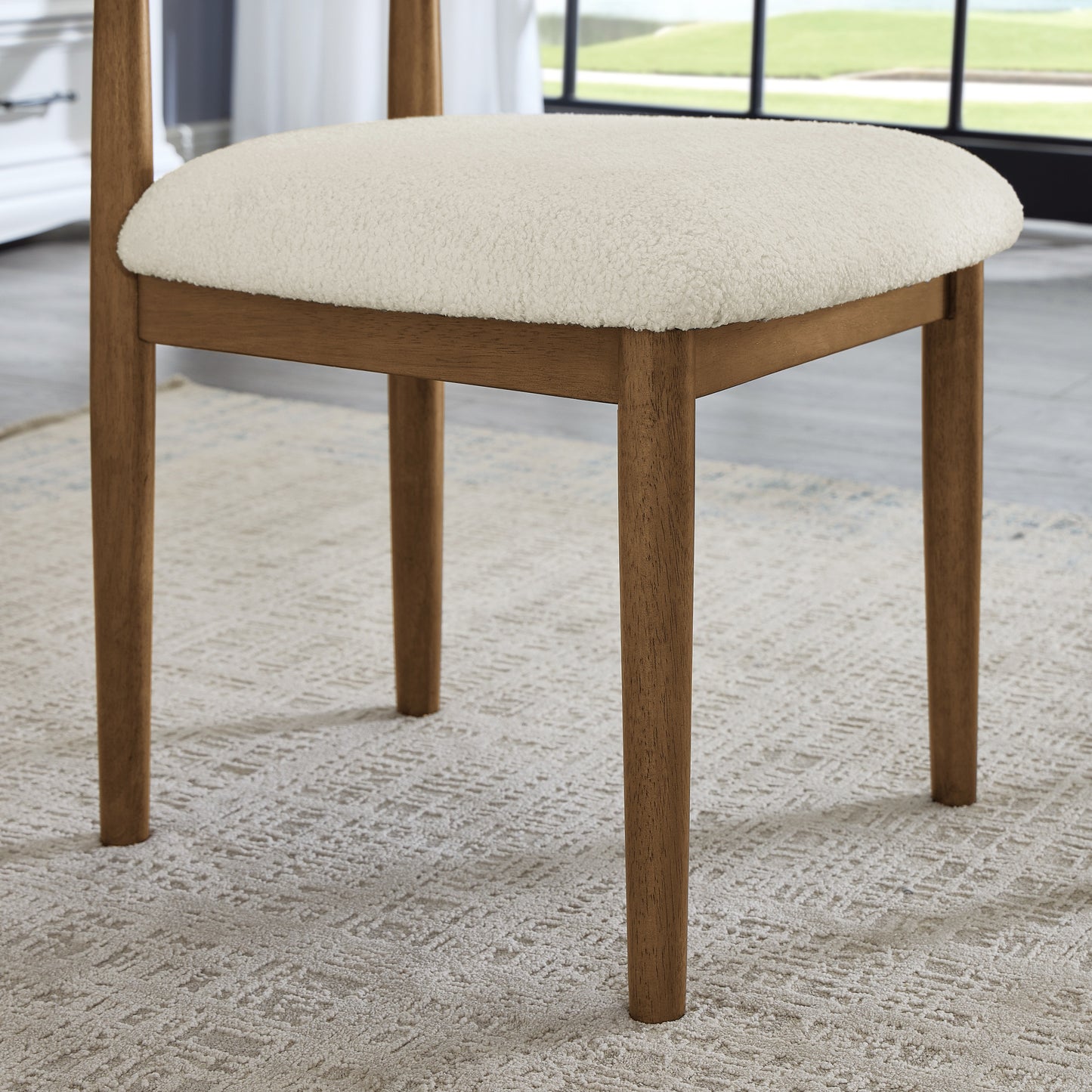 Roundhill Furniture Ellis Boucle Upholstered Dining Chairs, Set of 2