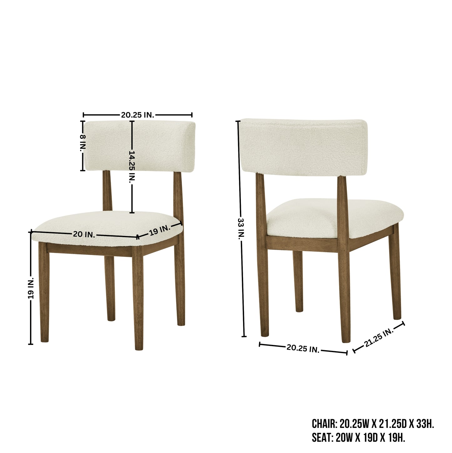 Roundhill Furniture Ellis Boucle Upholstered Dining Chairs, Set of 2