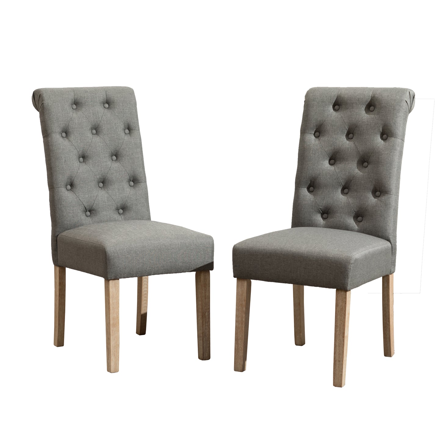Habit Grey Solid Wood Tufted Parsons Dining Chair ,Set of 2