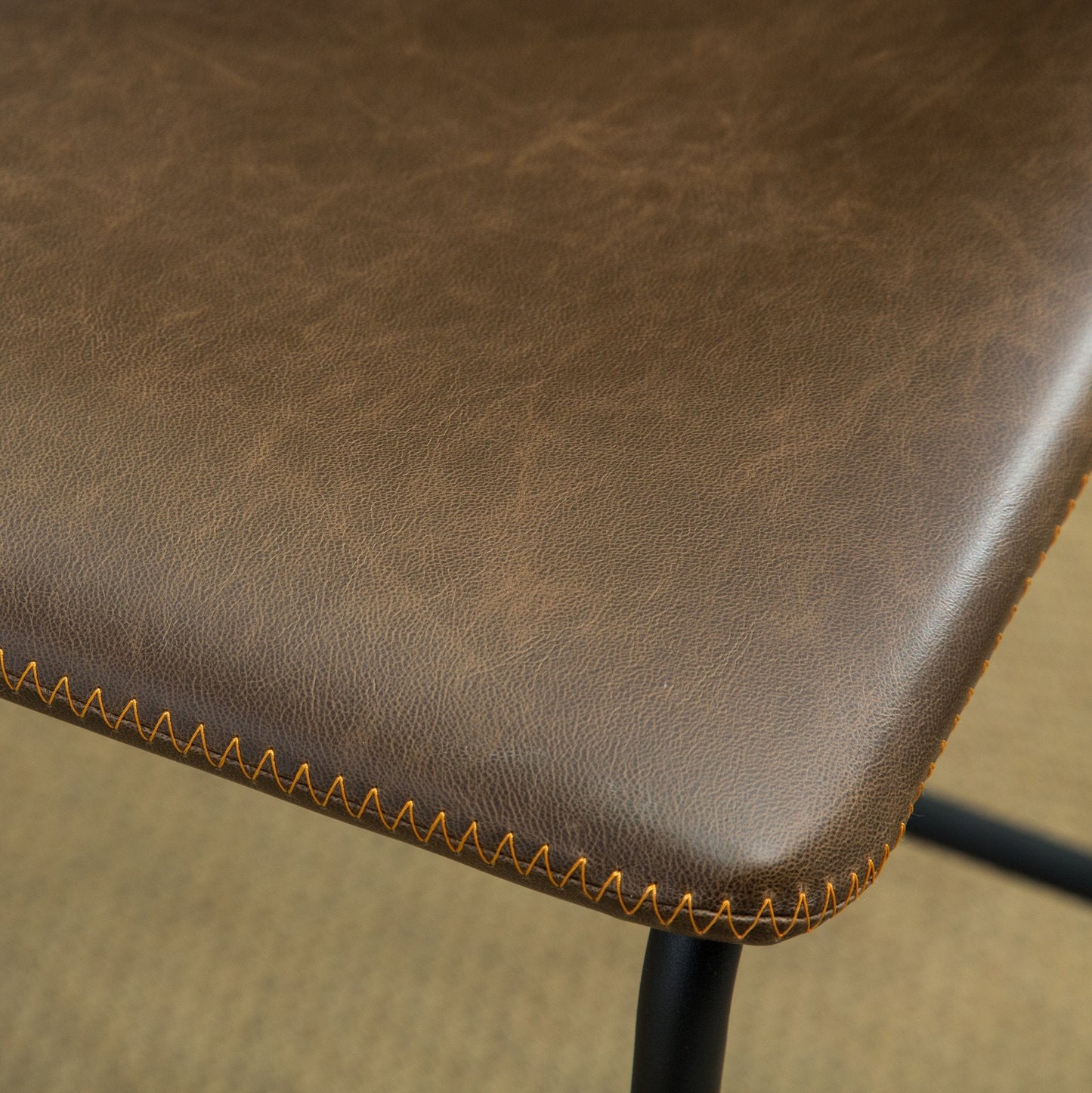 Lotusville Vintage PU Leather Dining Chairs, Antique Brown, Set of 2