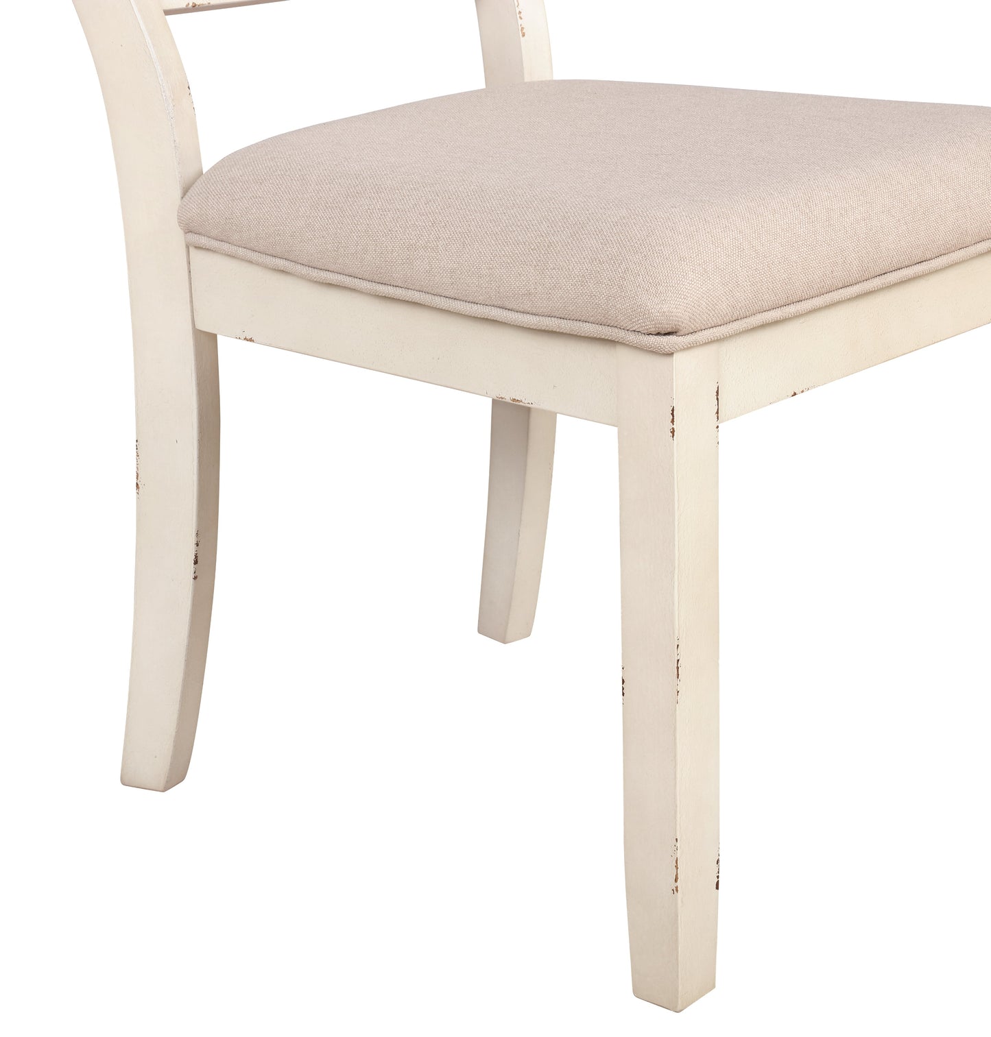 Roundhill Furniture Prato Wood Cross Back Upholstered Dining Chairs, Antique White, Set Of 2