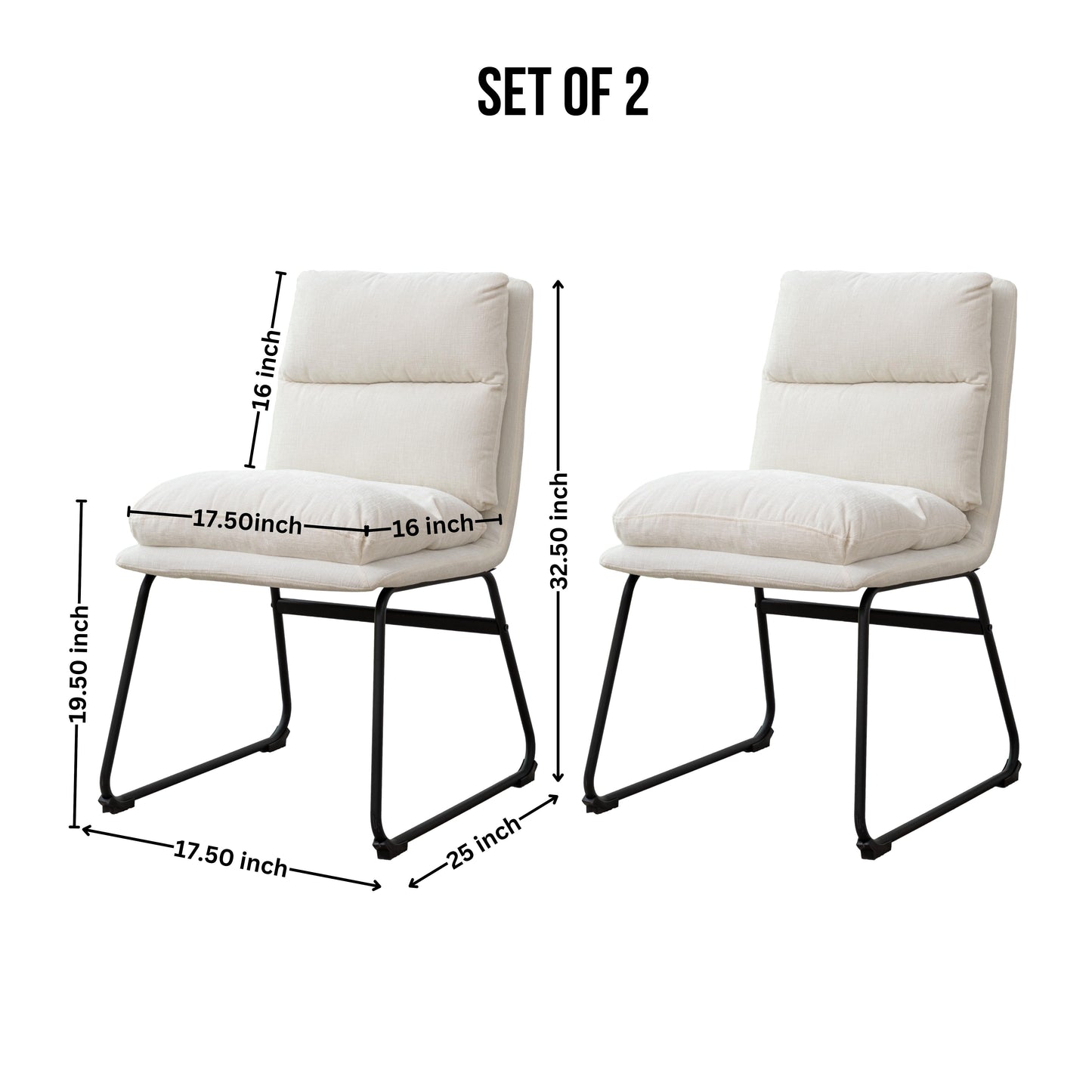Milos Contemporary Upholstered Dining Chairs, Set of 2
