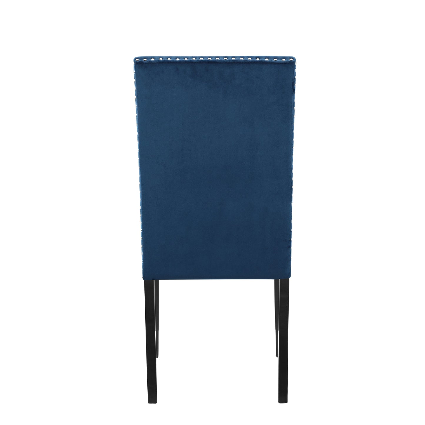 Cobre Contemporary Velvet Dining Chair with Nailhead Trim, Set of 2, Blue