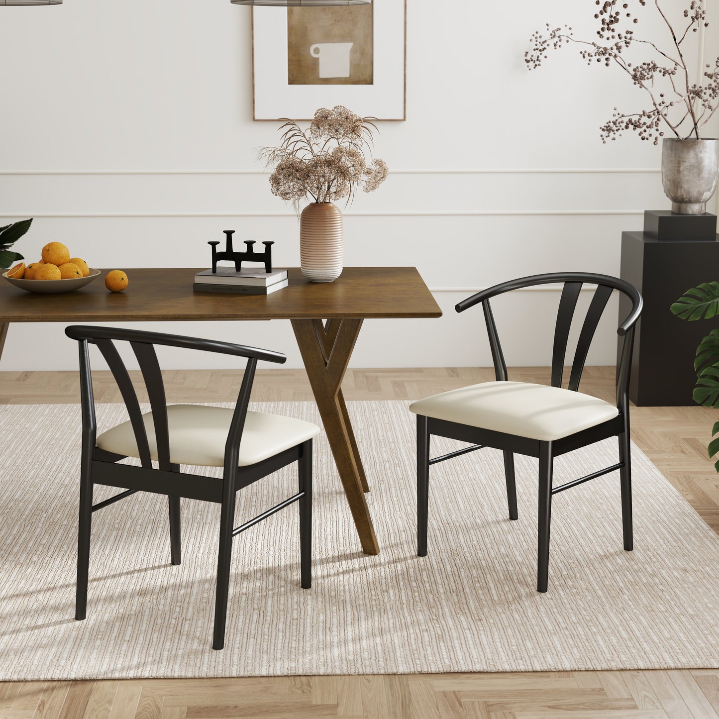 Roundhill Furniture Lavin Wishbone Dining Chairs, Set of 2