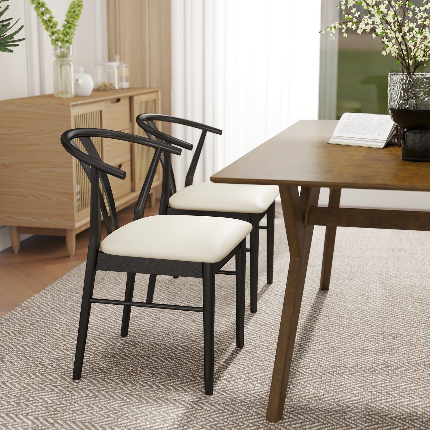 Roundhill Furniture Lavin Wishbone Dining Chairs, Set of 2