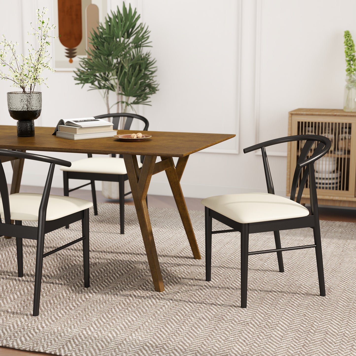 Roundhill Furniture Lavin Wishbone Dining Chairs, Set of 2
