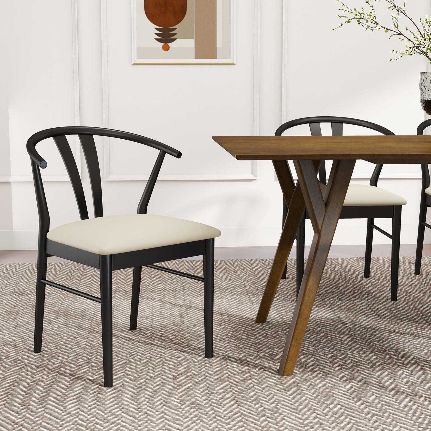 Roundhill Furniture Lavin Wishbone Dining Chairs, Set of 2