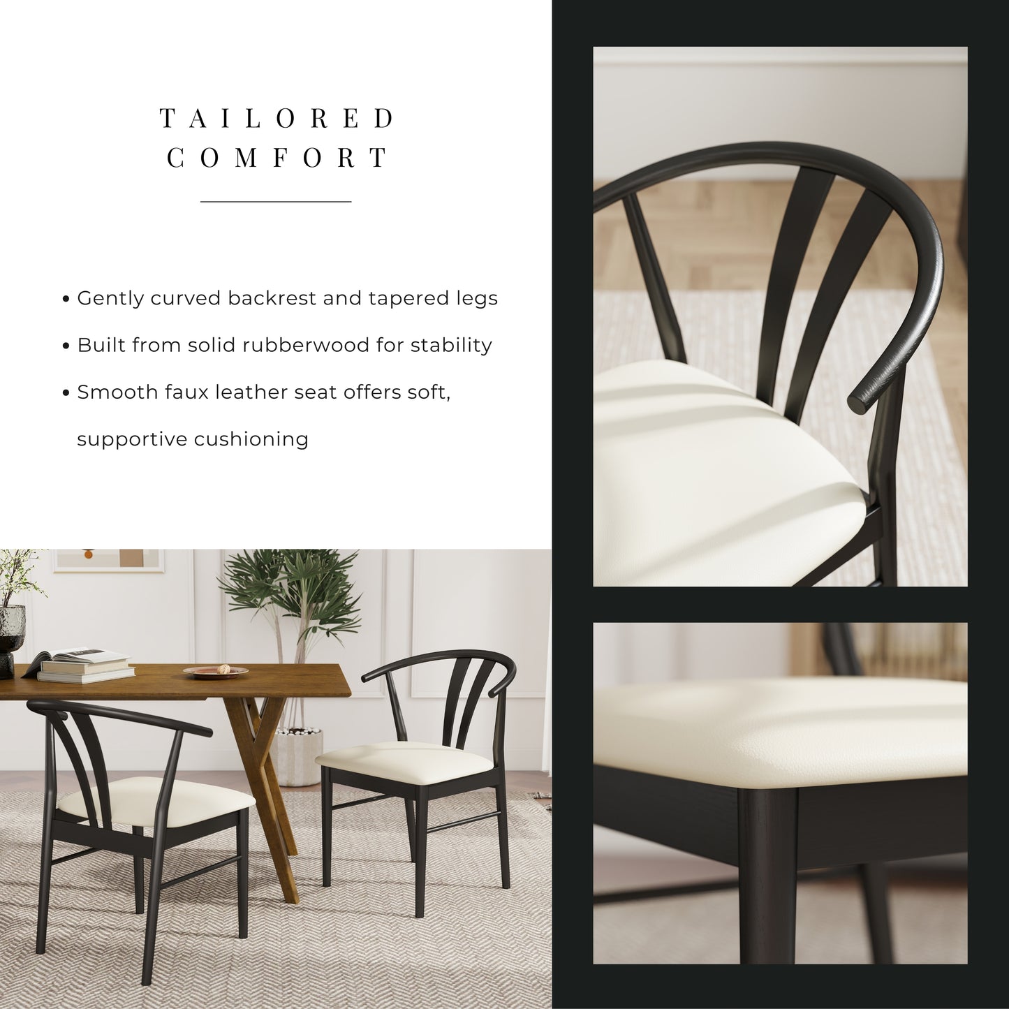 Roundhill Furniture Lavin Wishbone Dining Chairs, Set of 2