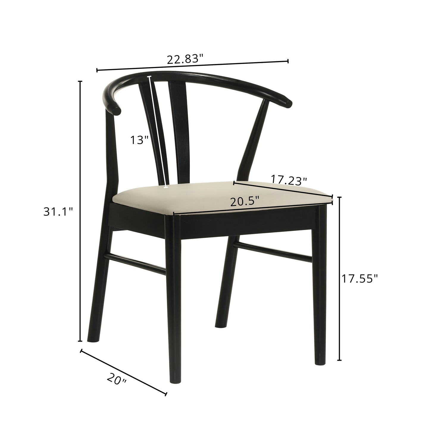 Roundhill Furniture Lavin Wishbone Dining Chairs, Set of 2