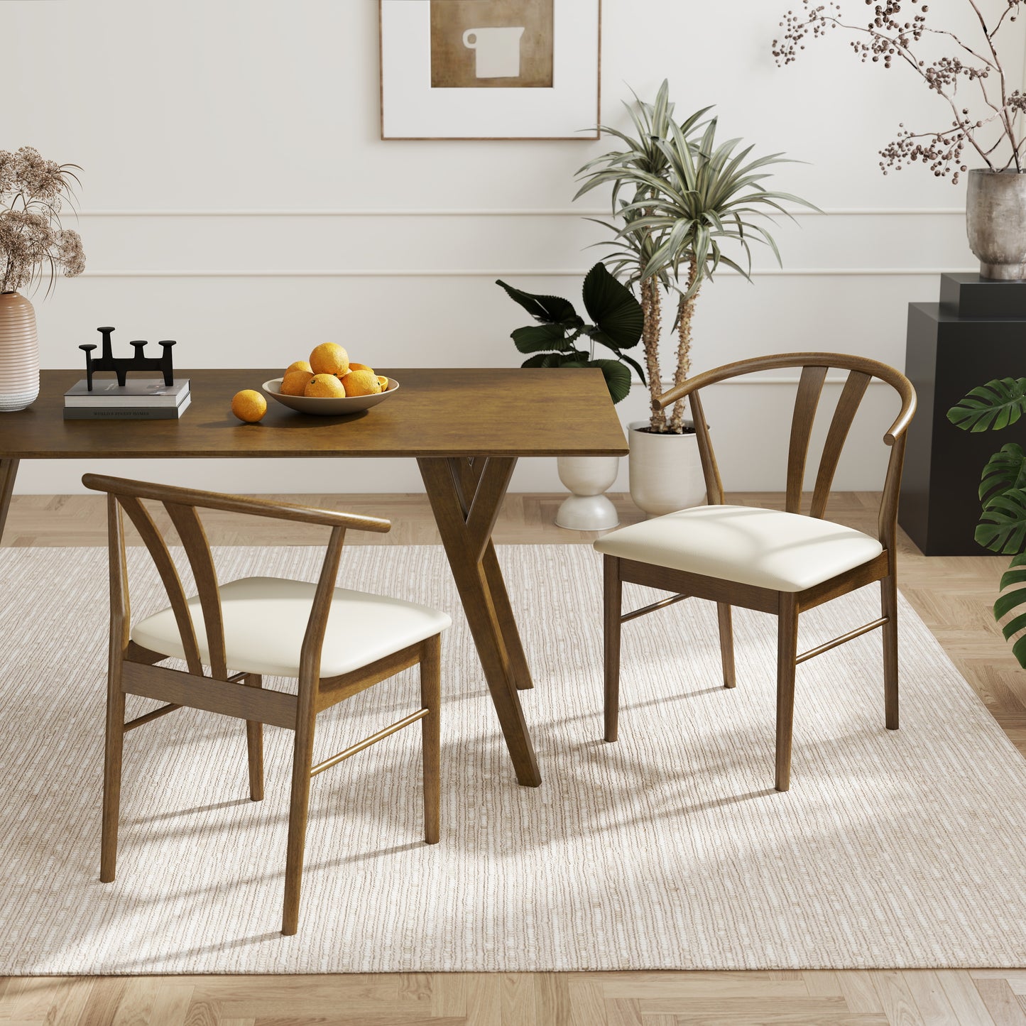 Roundhill Furniture Lavin Wishbone Dining Chairs, Set of 2