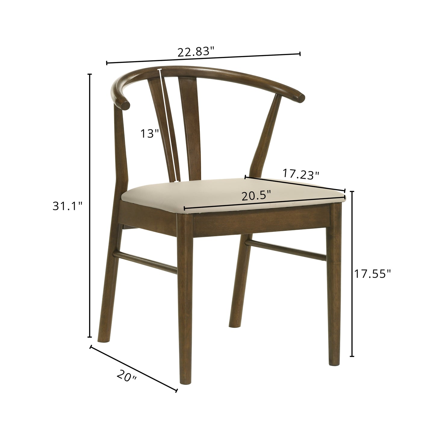 Roundhill Furniture Lavin Wishbone Dining Chairs, Set of 2