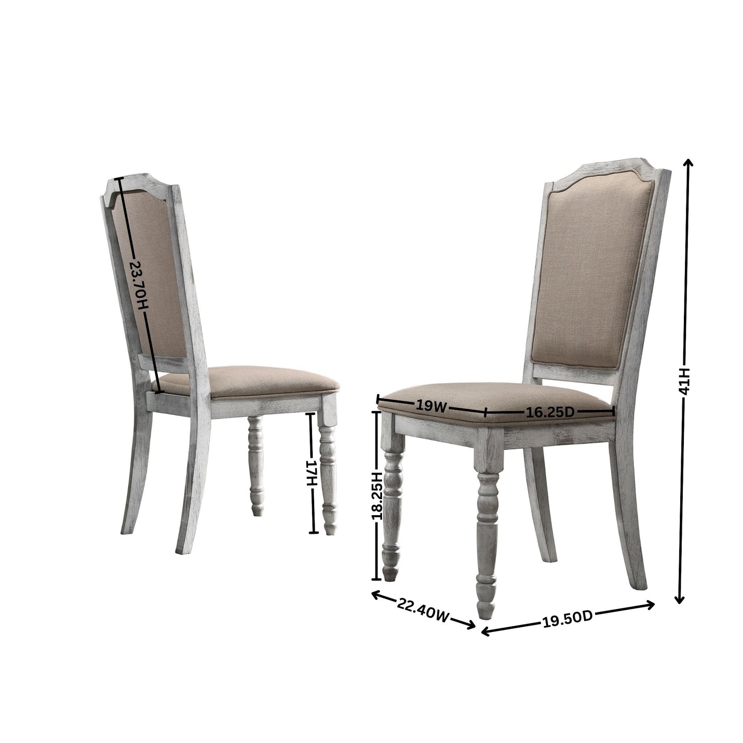 Roundhill Furniture Iris Wood Dining Set, Weathered White, 5-Piece