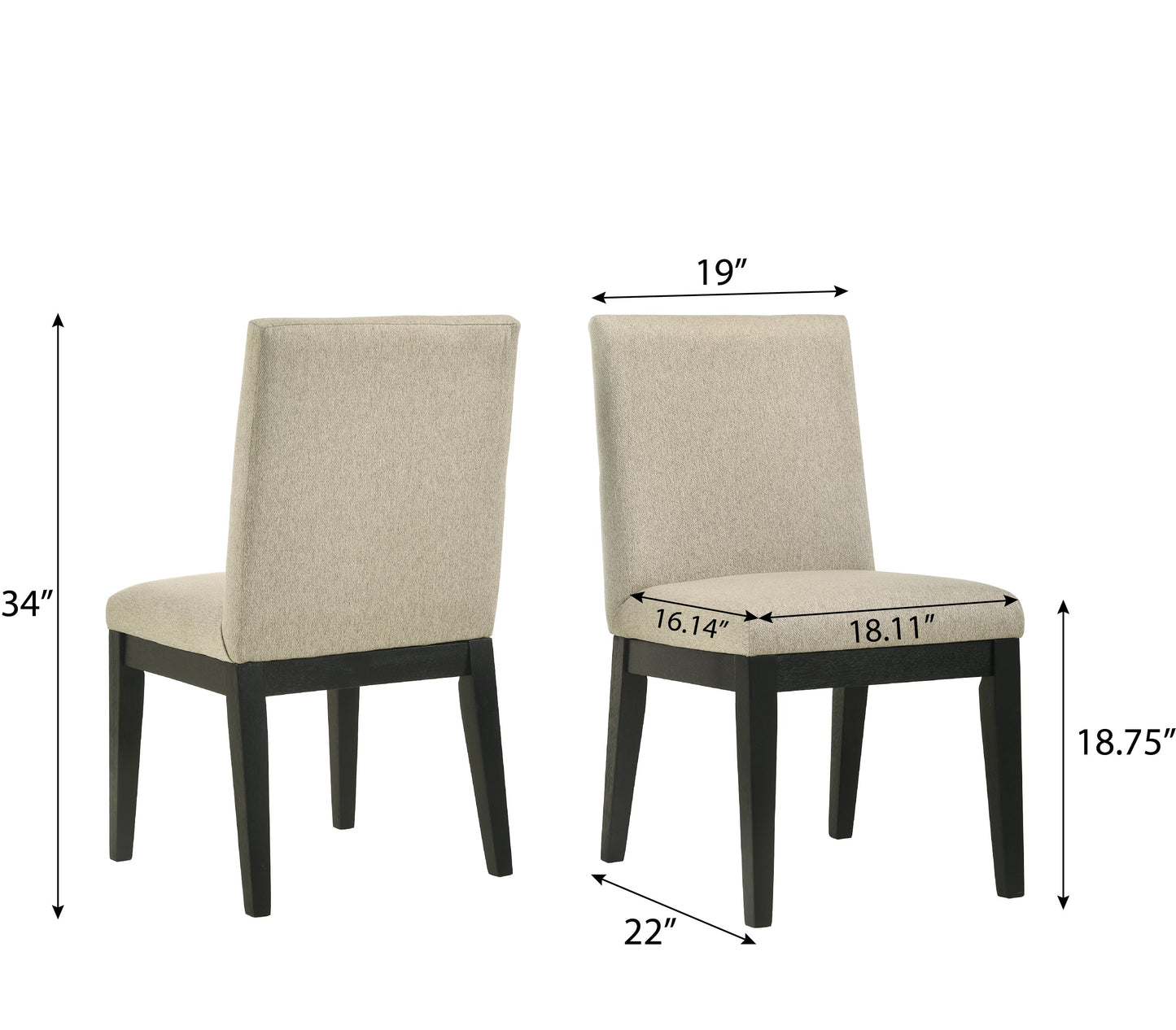 Roundhill Furniture Rocco Contemporary Solid Wood Dining Chairs, Beige, Set of 2