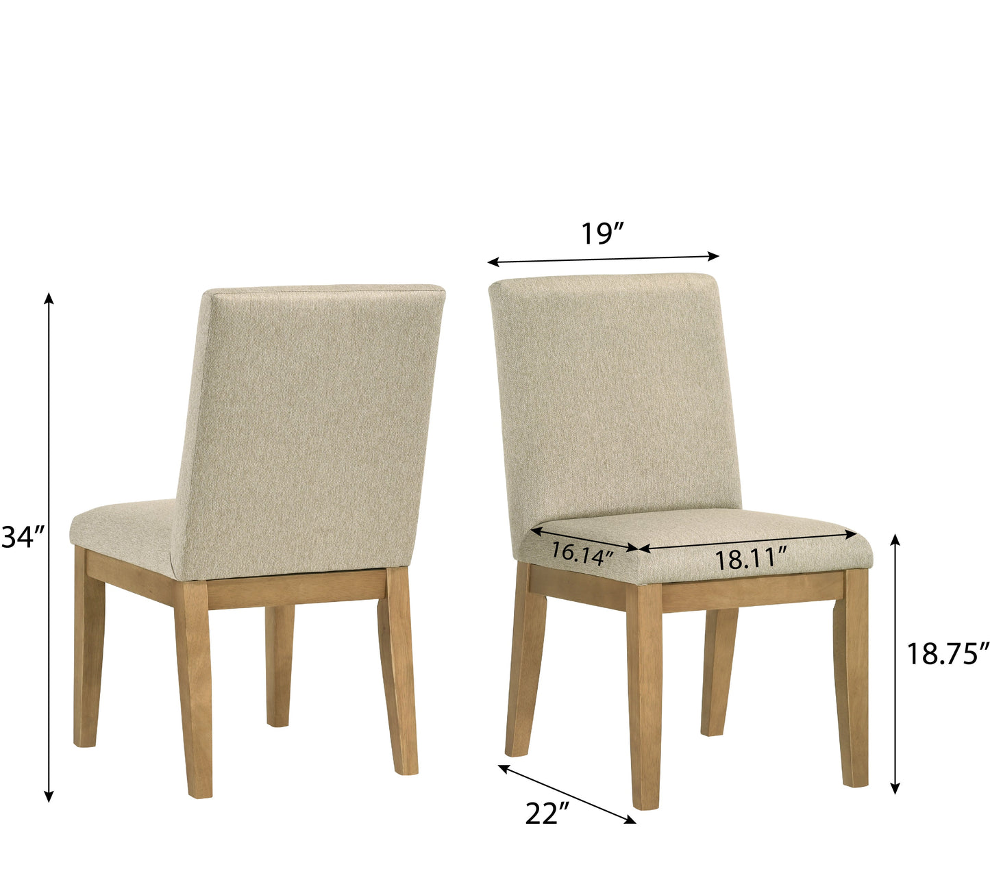 Roundhill Furniture Rocco Contemporary Solid Wood Dining Chairs, Beige, Set of 2