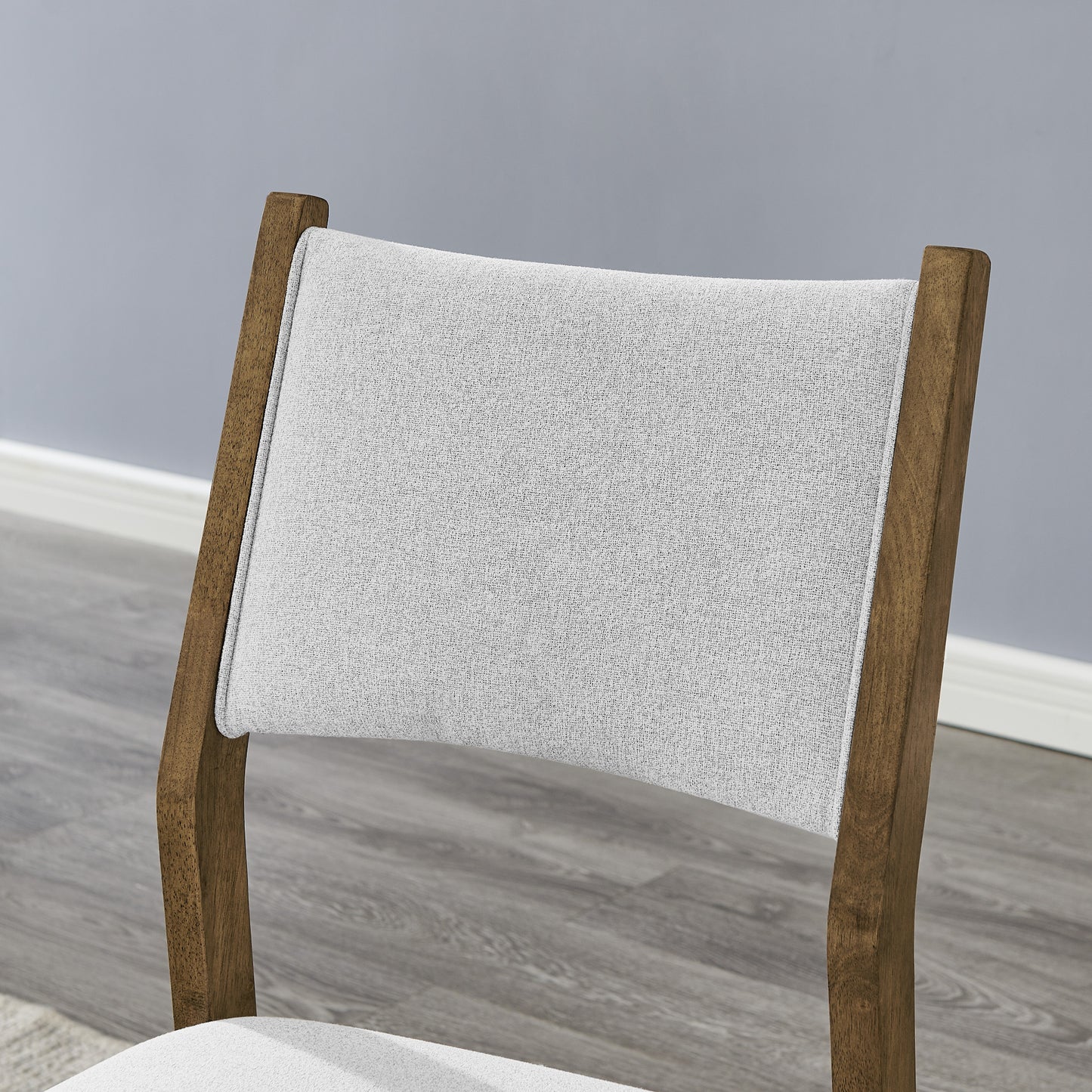 Roundhill Furniture Parker Upholstered Dining Chairs, Set of 2, Light Oak and Gray
