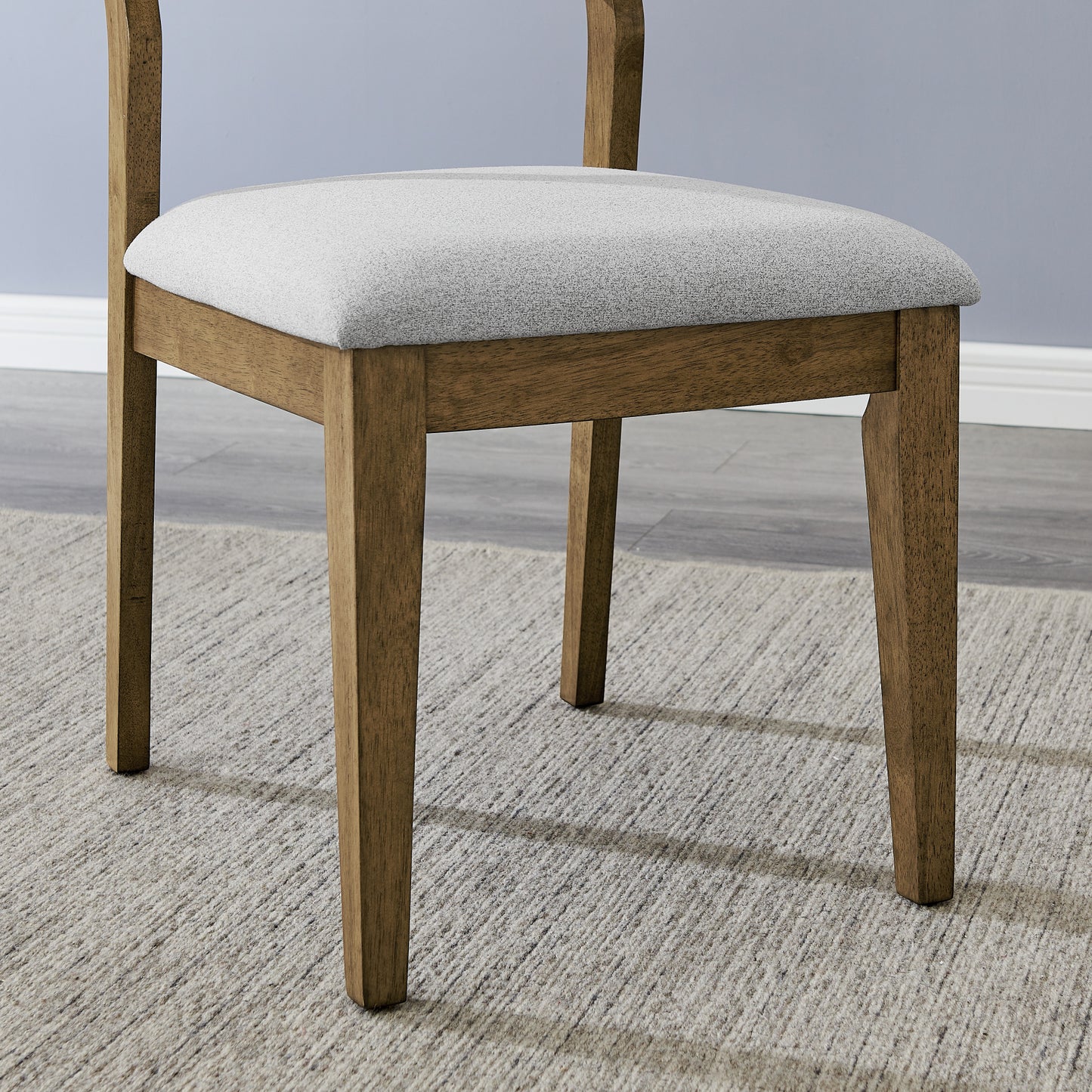 Roundhill Furniture Parker Upholstered Dining Chairs, Set of 2, Light Oak and Gray