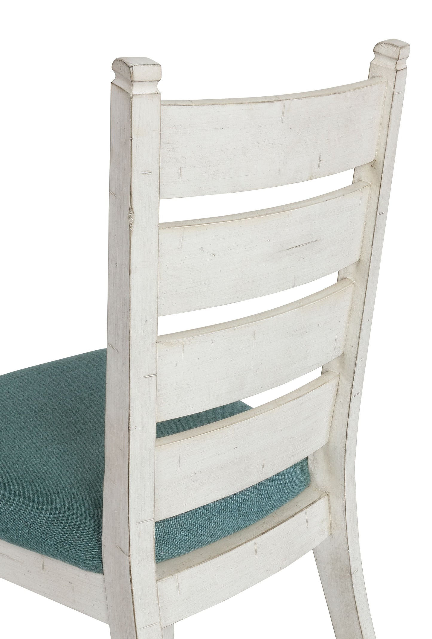 Florina Antique White Wood Ladderback Upholstered Dining Chairs, Set of 2