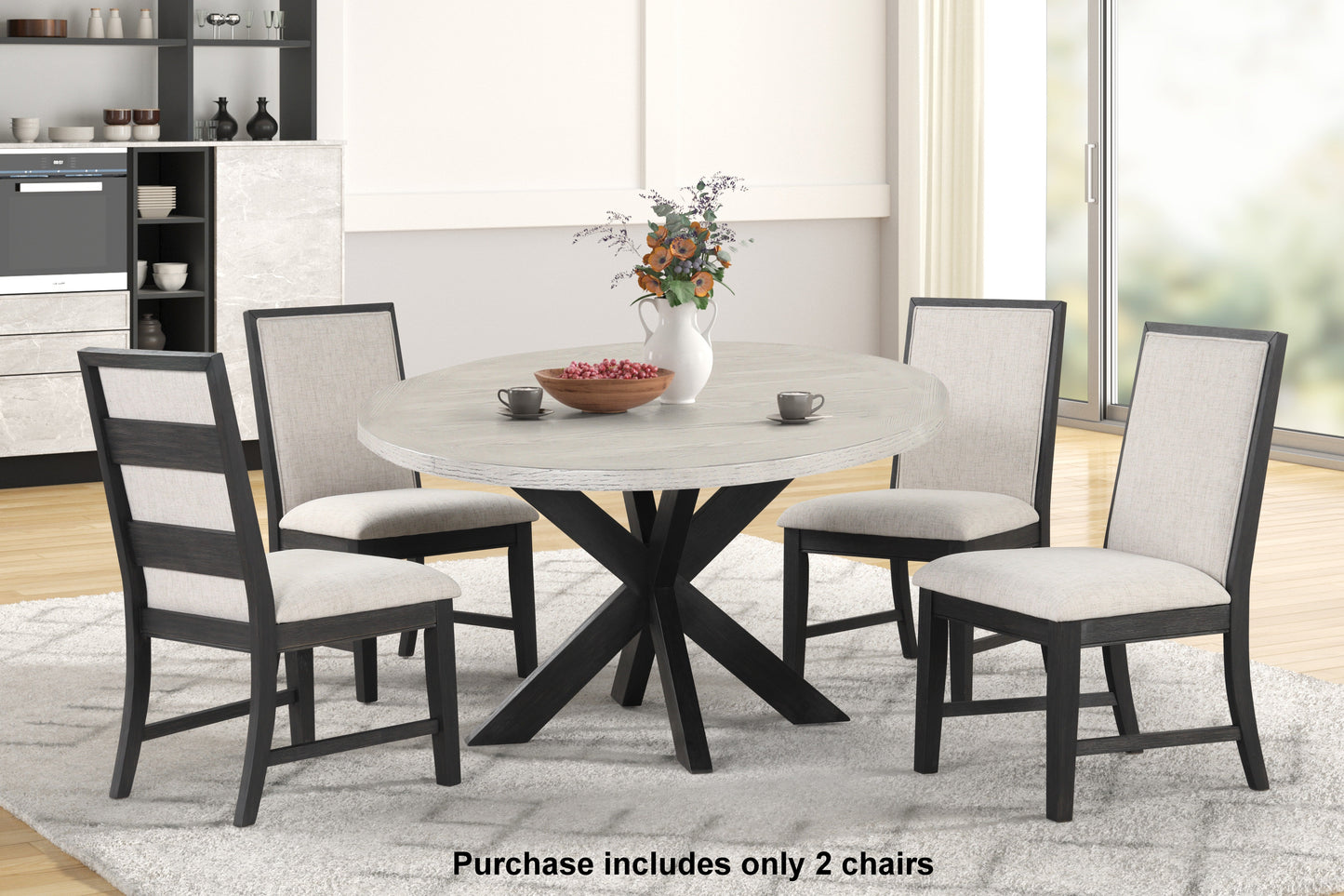 Roundhill Furniture Gates Contemporary Upholstered Dining Chairs, Gray, Set of 2