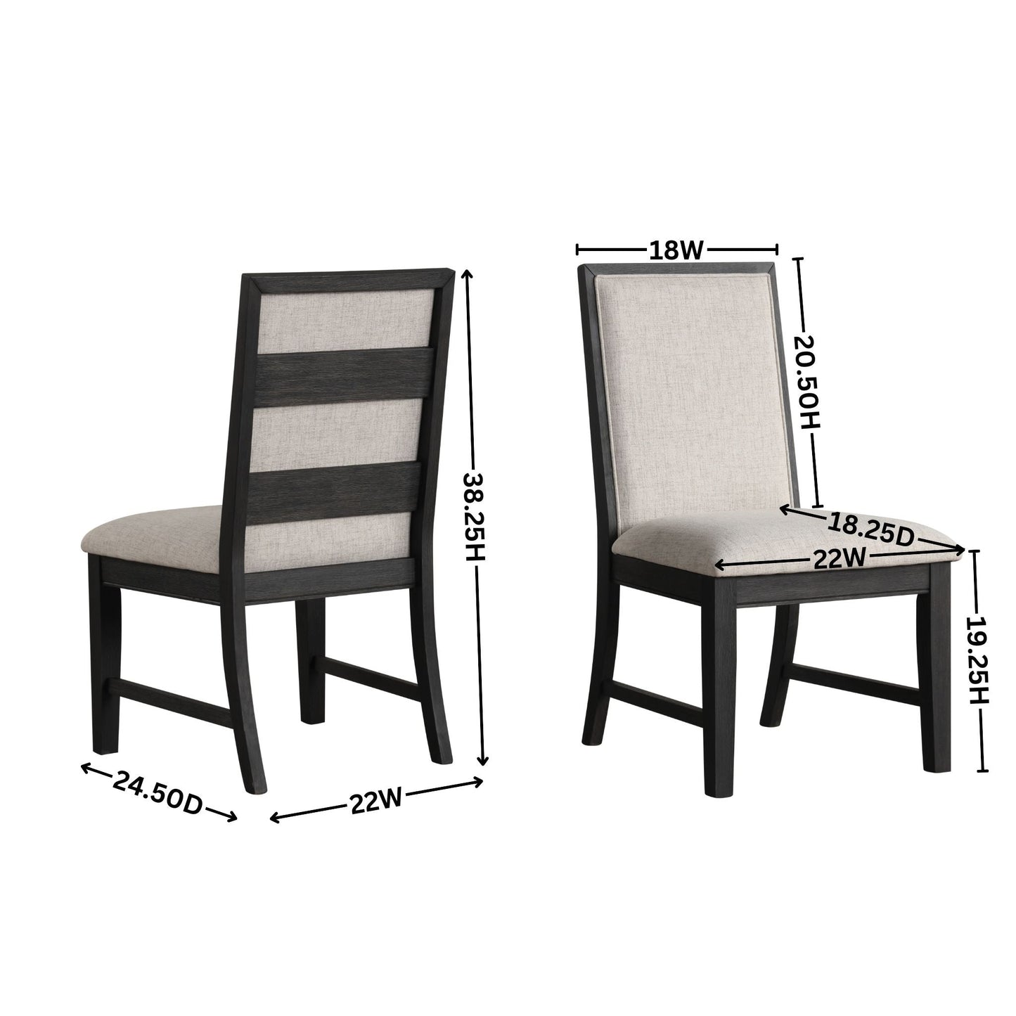 Roundhill Furniture Gates Contemporary Upholstered Dining Chairs, Gray, Set of 2