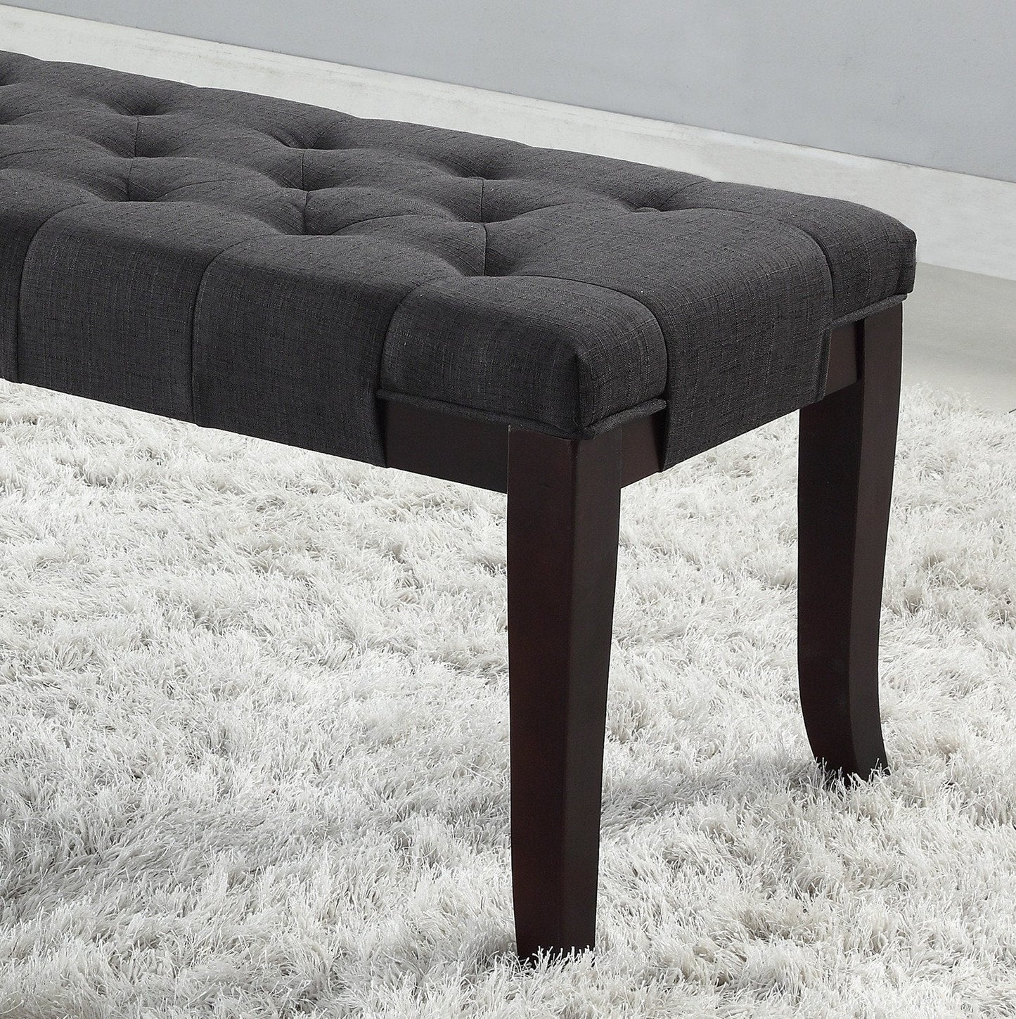 Linon Grey Fabric Tufted Ottoman Bench