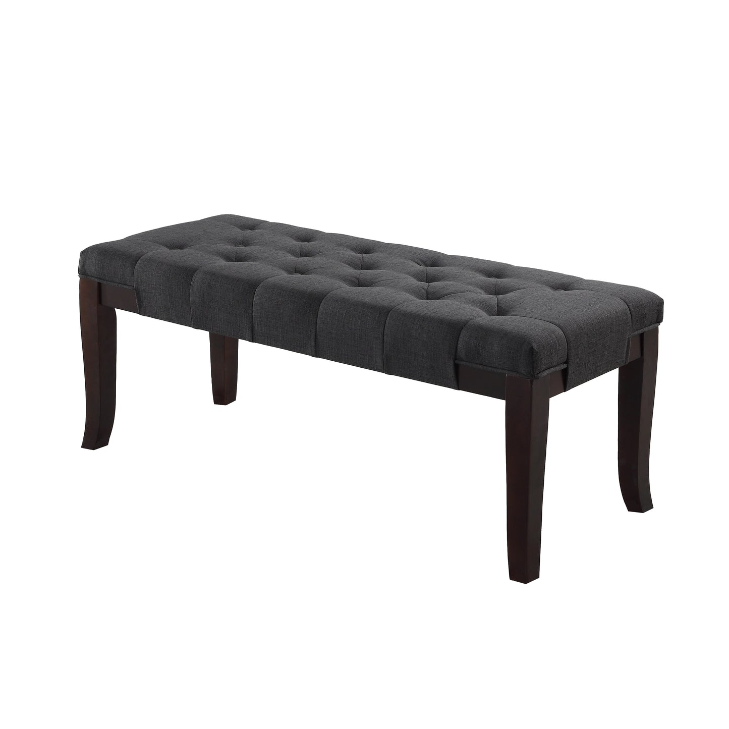 Roundhill Furniture Linon Fabric Tufted Ottoman Bench, Grey