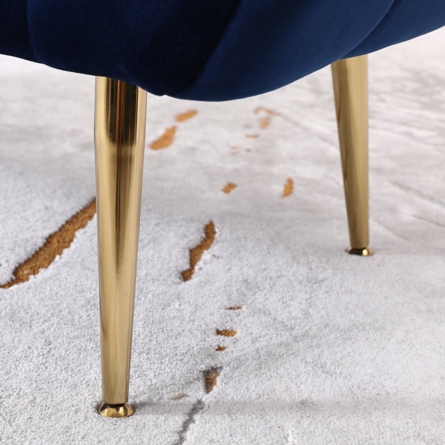Roundhill Furniture Sira Velvet Button Tufted Bench with Gold Metal Legs, Blue