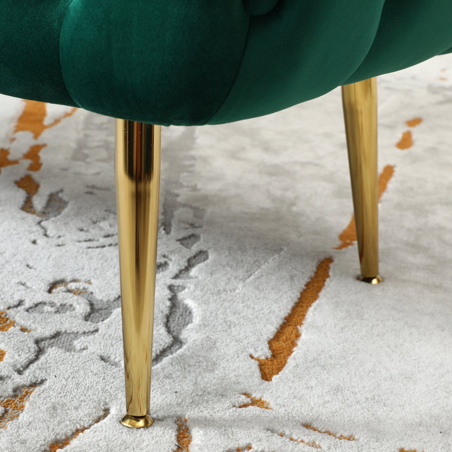 Roundhill Furniture Sira Velvet Button Tufted Bench with Gold Metal Legs, Green