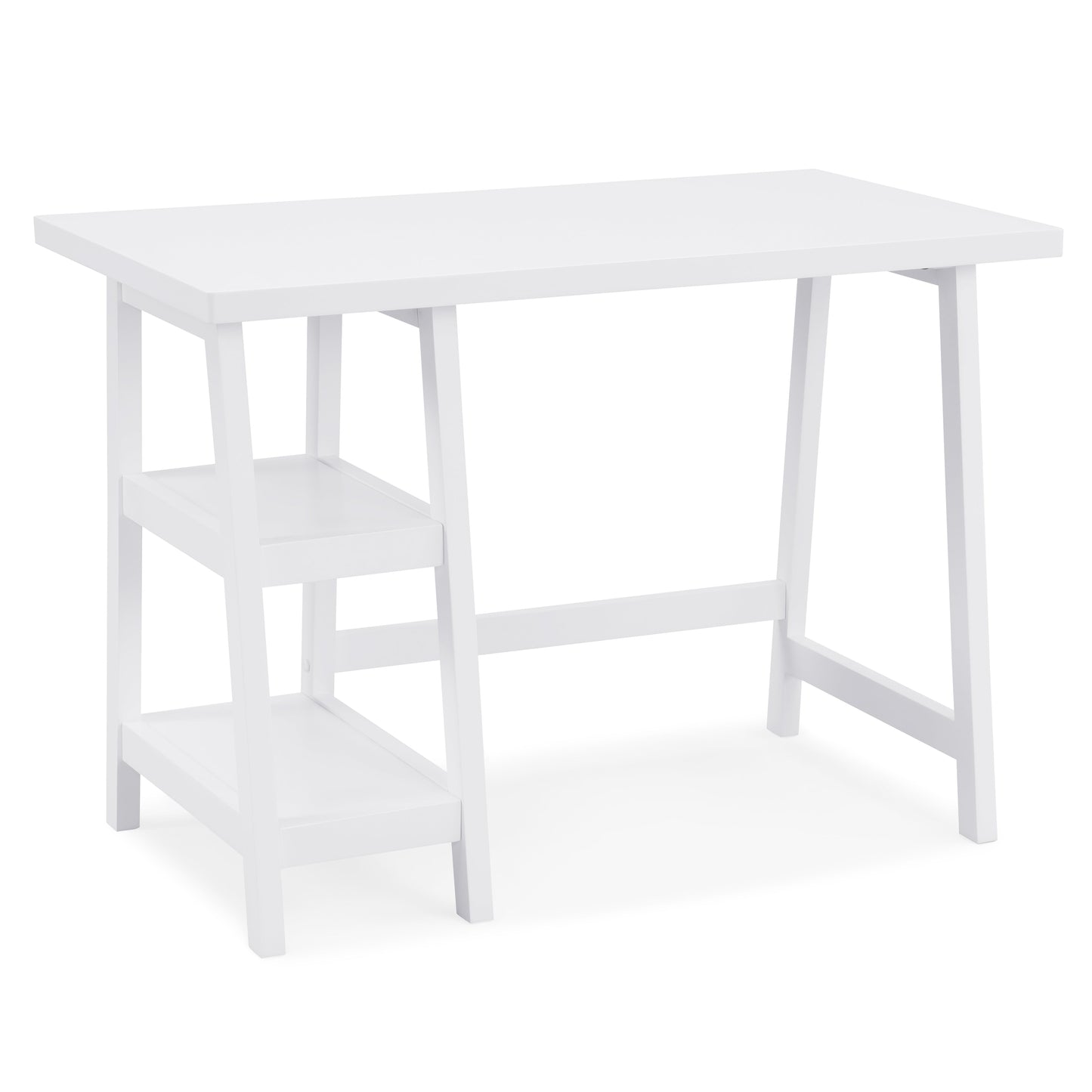 Roundhill Furniture Redina Contemporary Wood Writing Desk with Storage, White